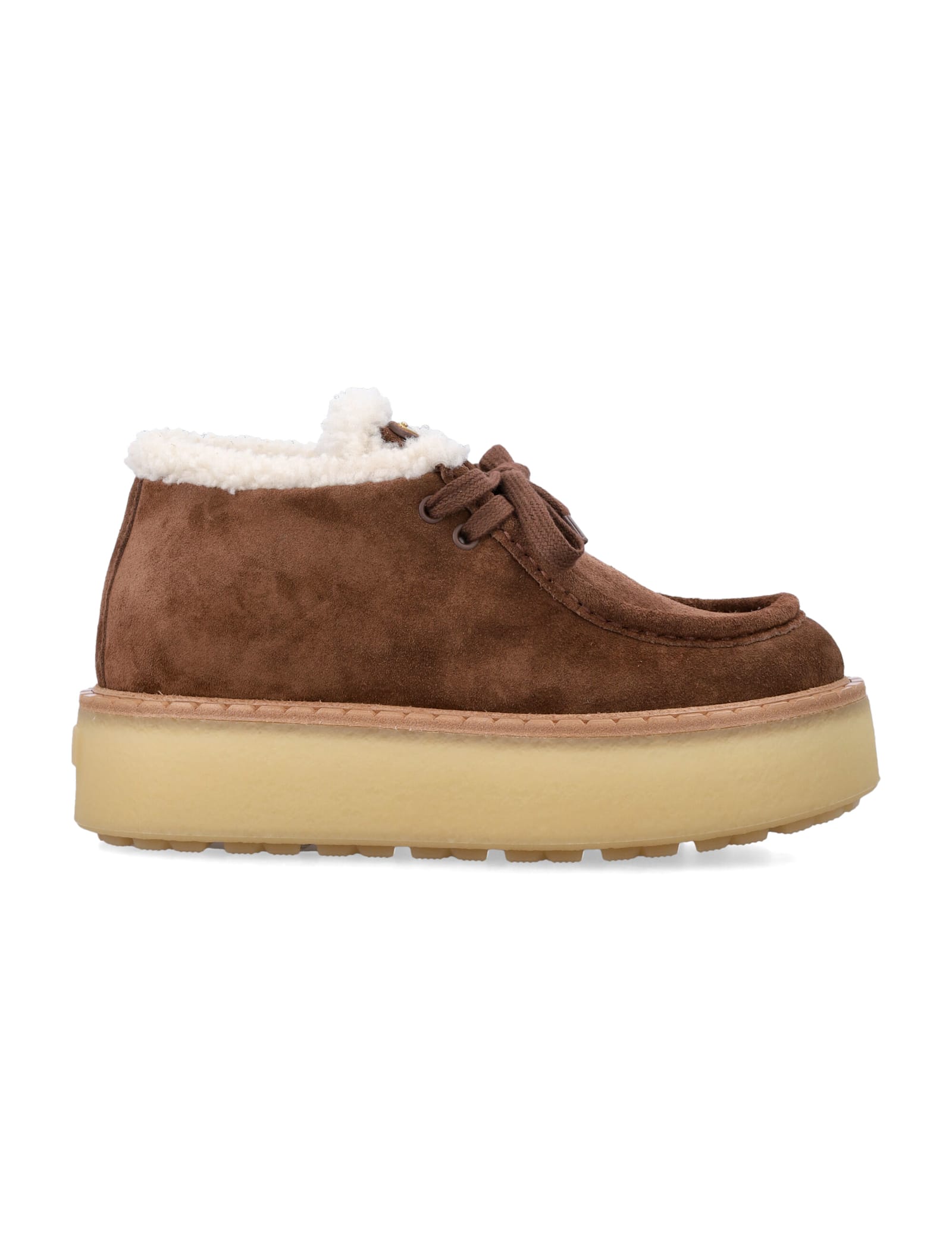 Prada Suede Chukka Boots With Shearling Lining
