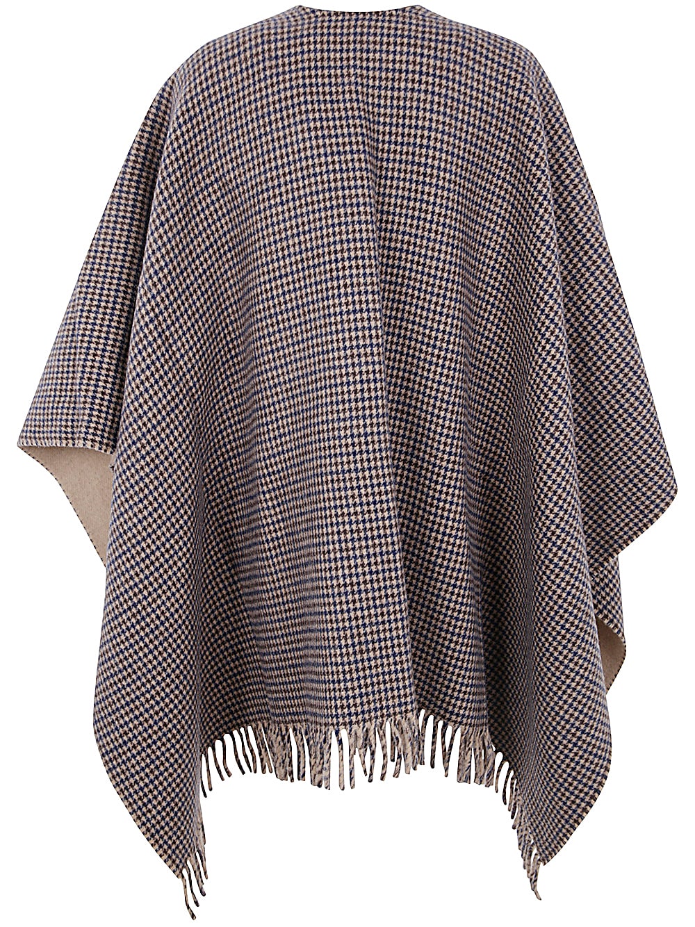 Shop Woolrich Plaid Logo Cape In Beige Pied De Poule