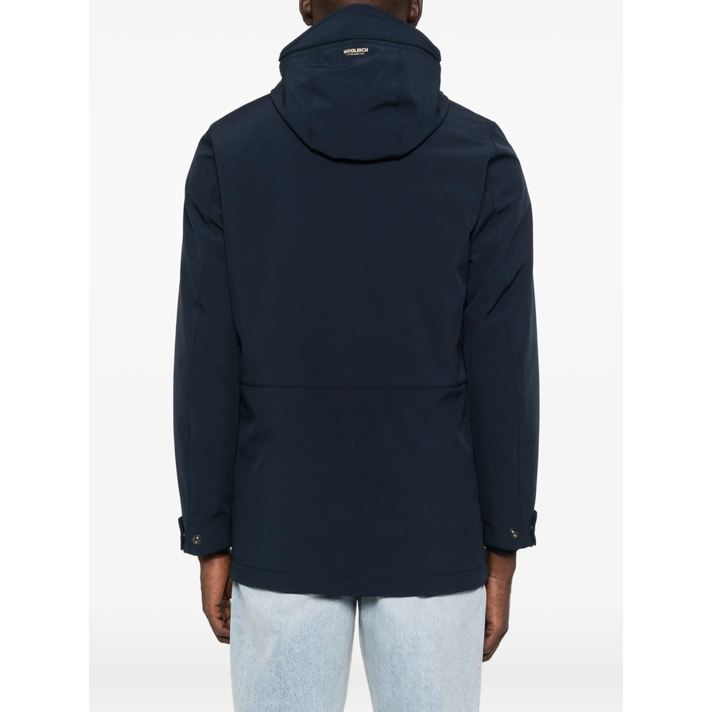 Woolrich Soft Shell Coat Barrow Mact Melton Blue In Blue