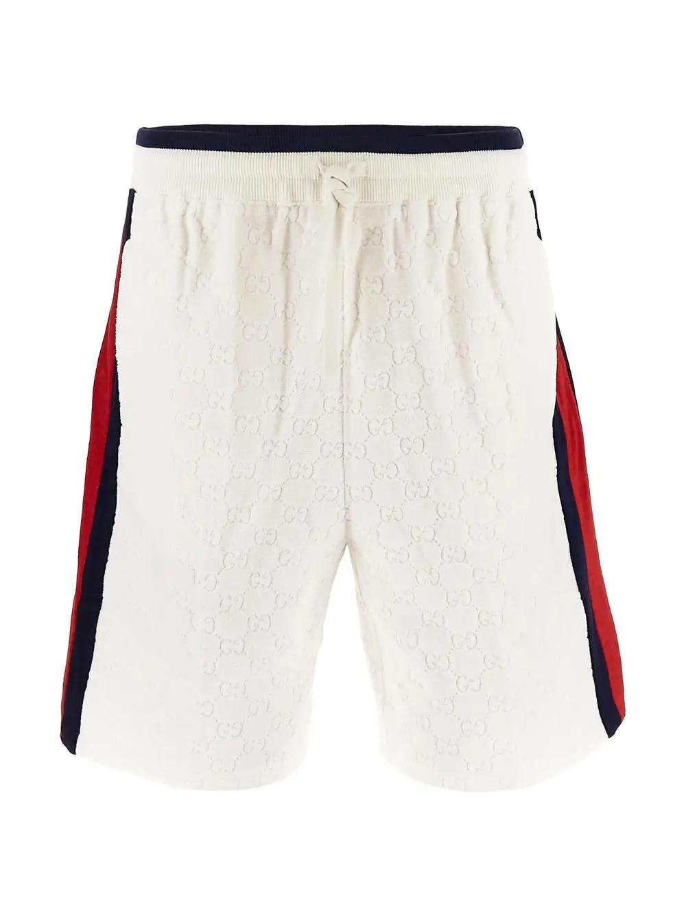 Shop Gucci Logoed Shorts In Ivorymulticolor