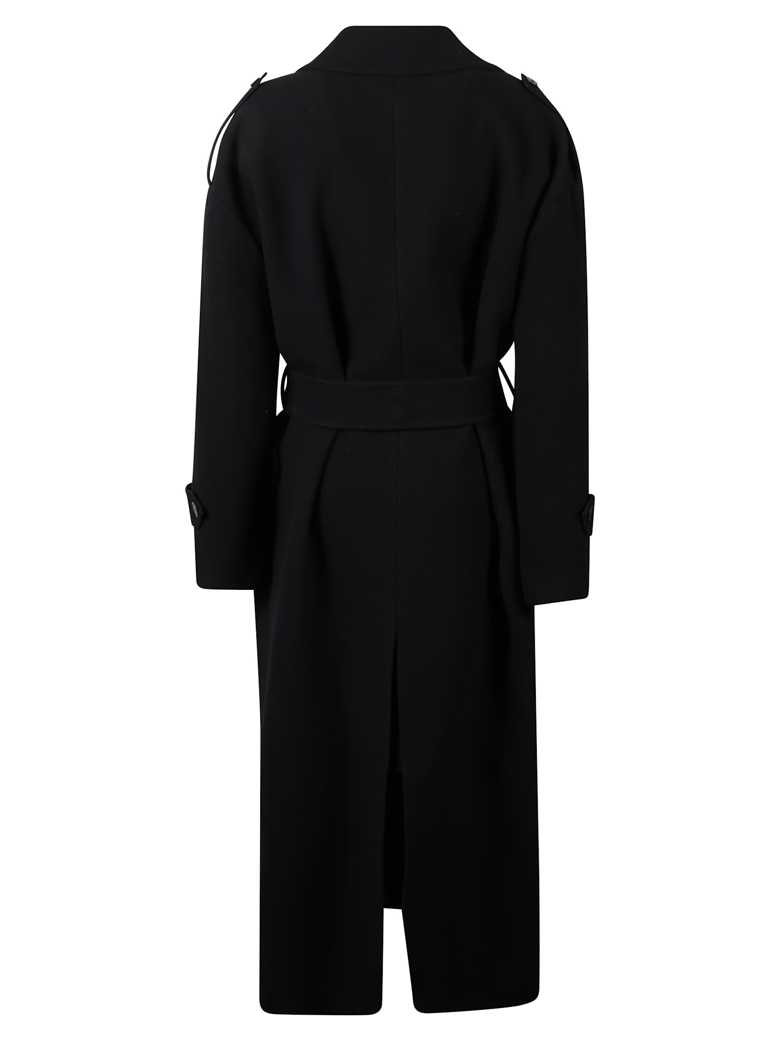 The Nina Studio Double-breasted Coat With Belt In Black