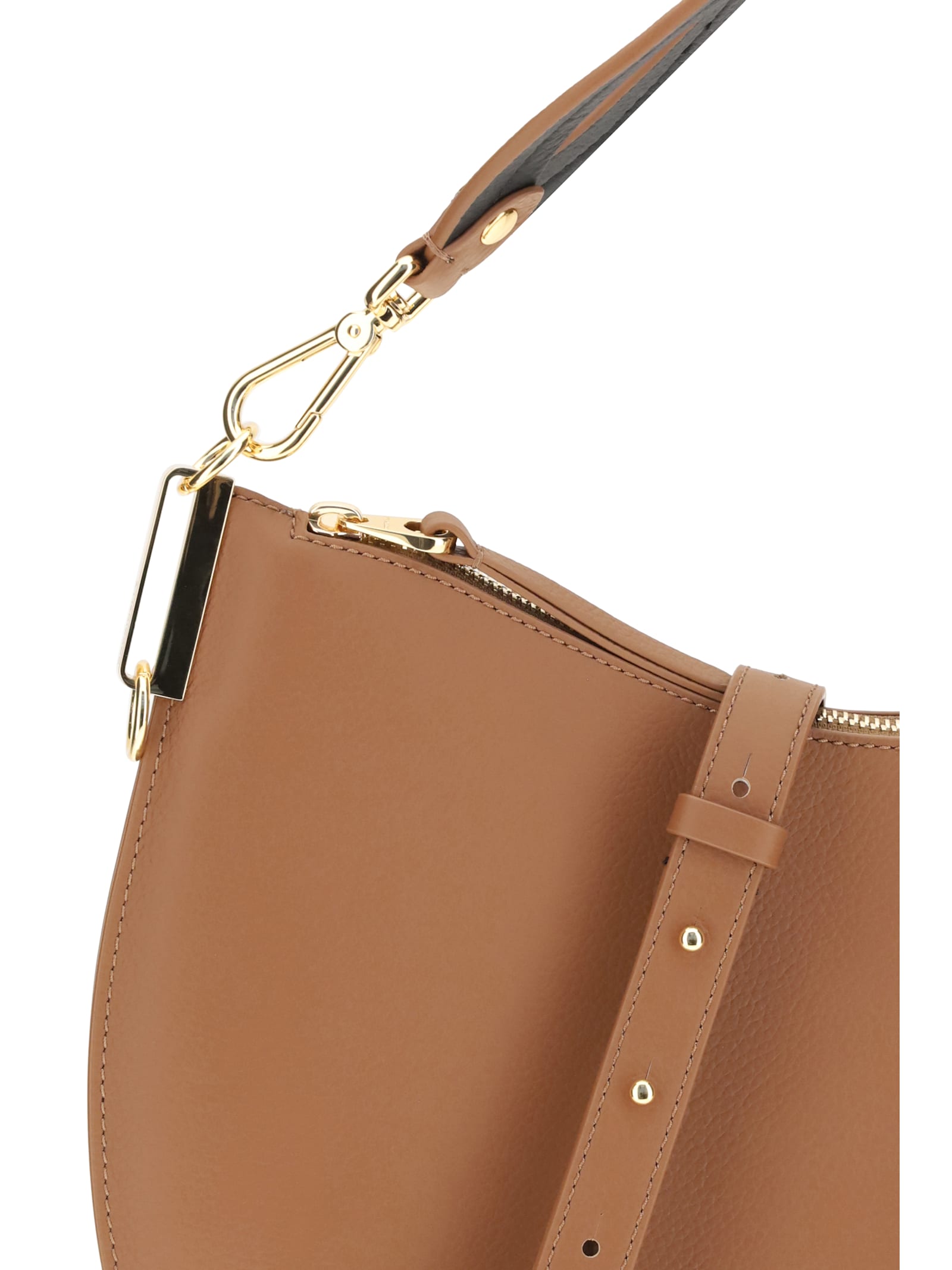 Coccinelle Large Sunup Half-moon Calfskin Shoulder Bag