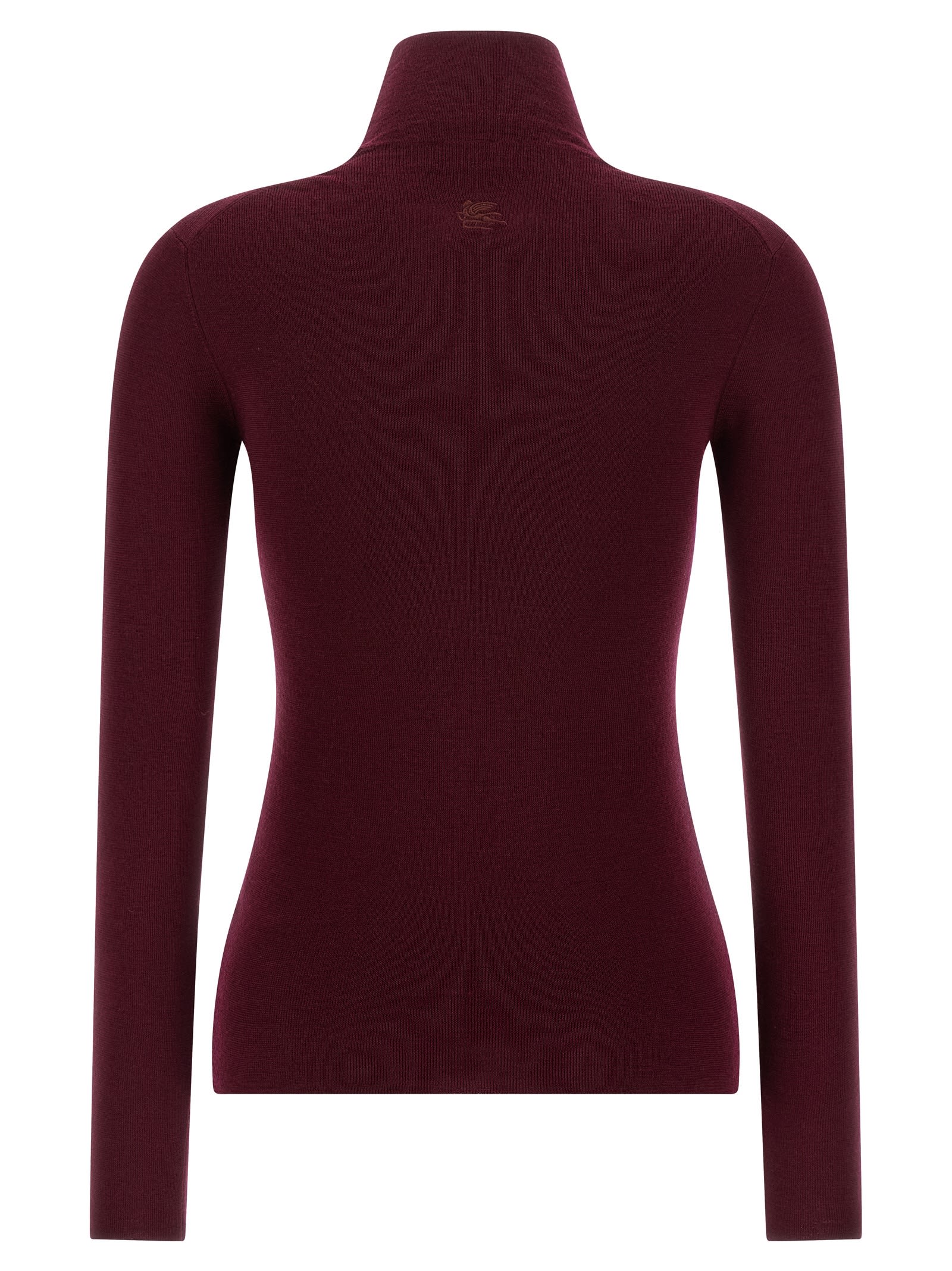 Etro Cozy Turtleneck Knit Sweater With Long Sleeves In Burgundy