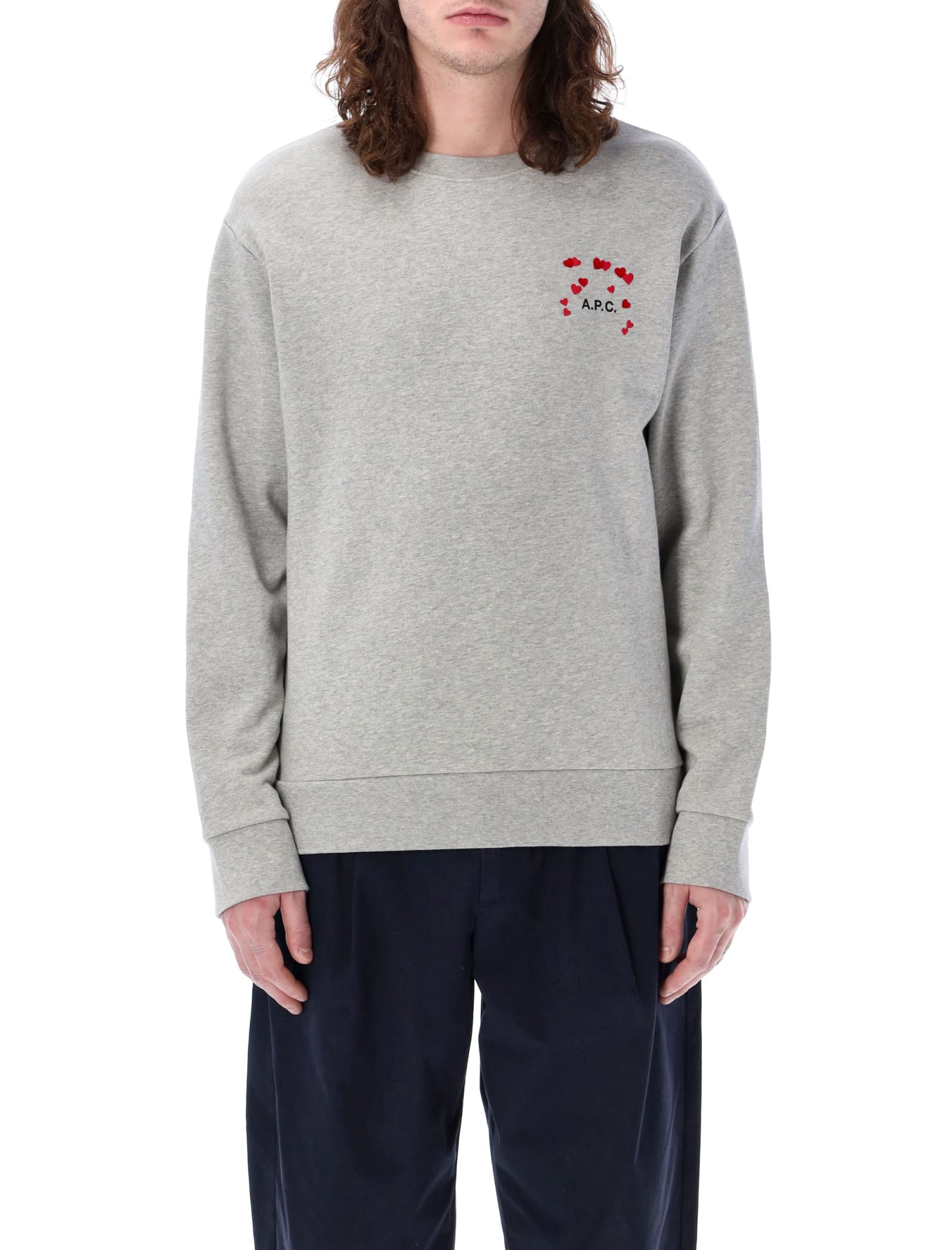 Shop Apc Valentin Sweatshirt In Grey Mel
