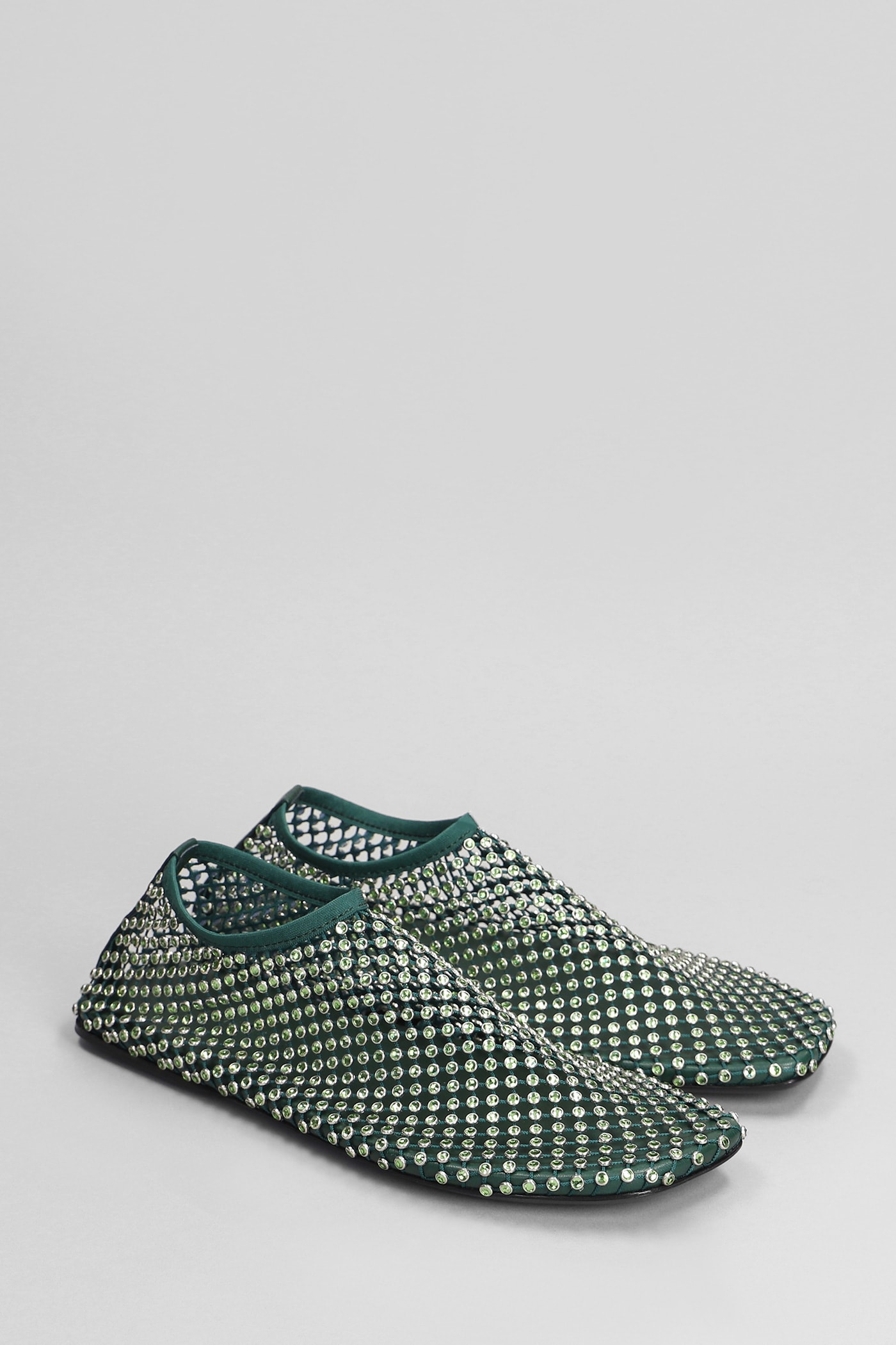 Shop Christopher Esber Minette Crystal Flat Ballet Flats In Green Nylon