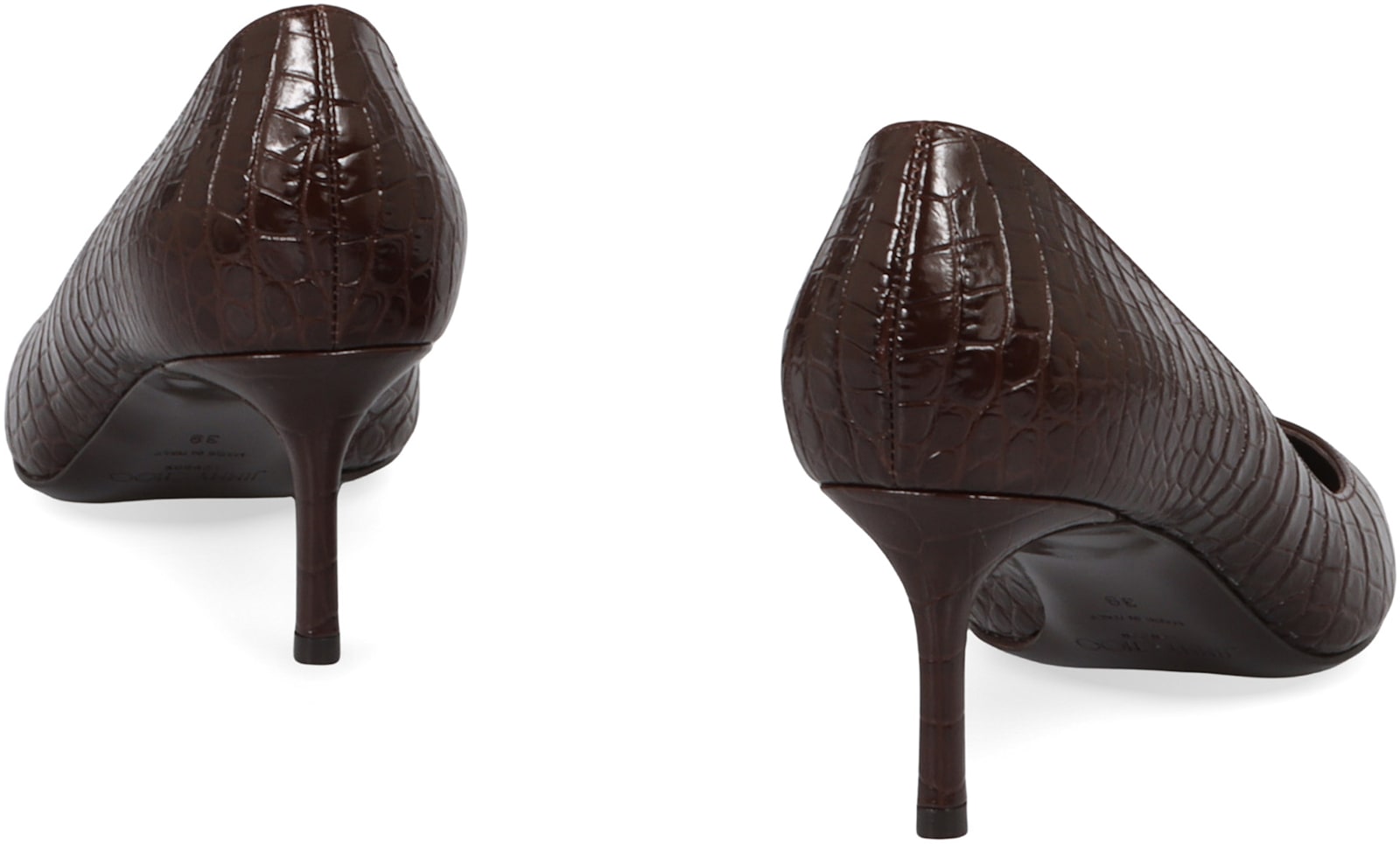 Jimmy Choo Crocodile-embossed Pointed-toe Pumps In Brown