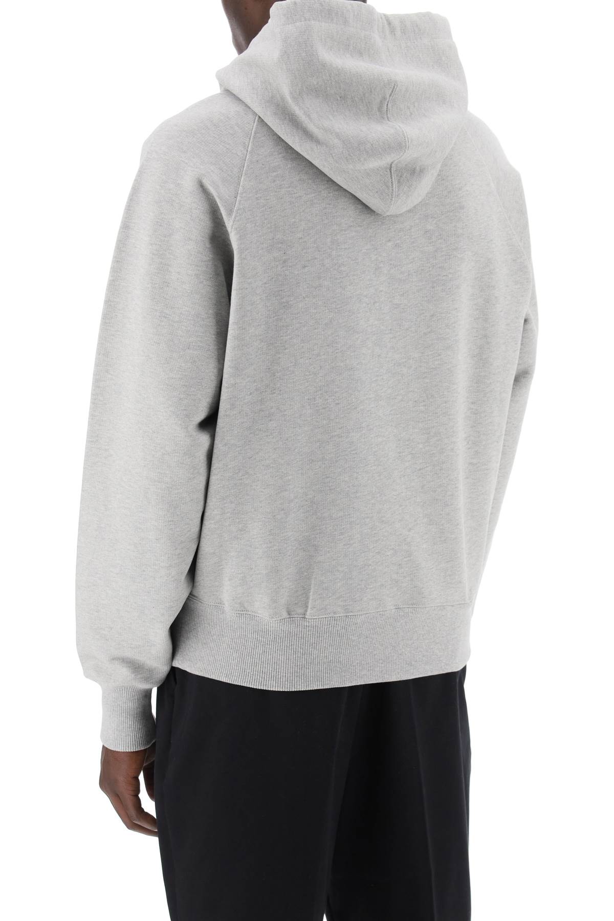 Shop Ami Alexandre Mattiussi Organic Cotton Hoodie With Hood In Gris Cendre Chine (grey)