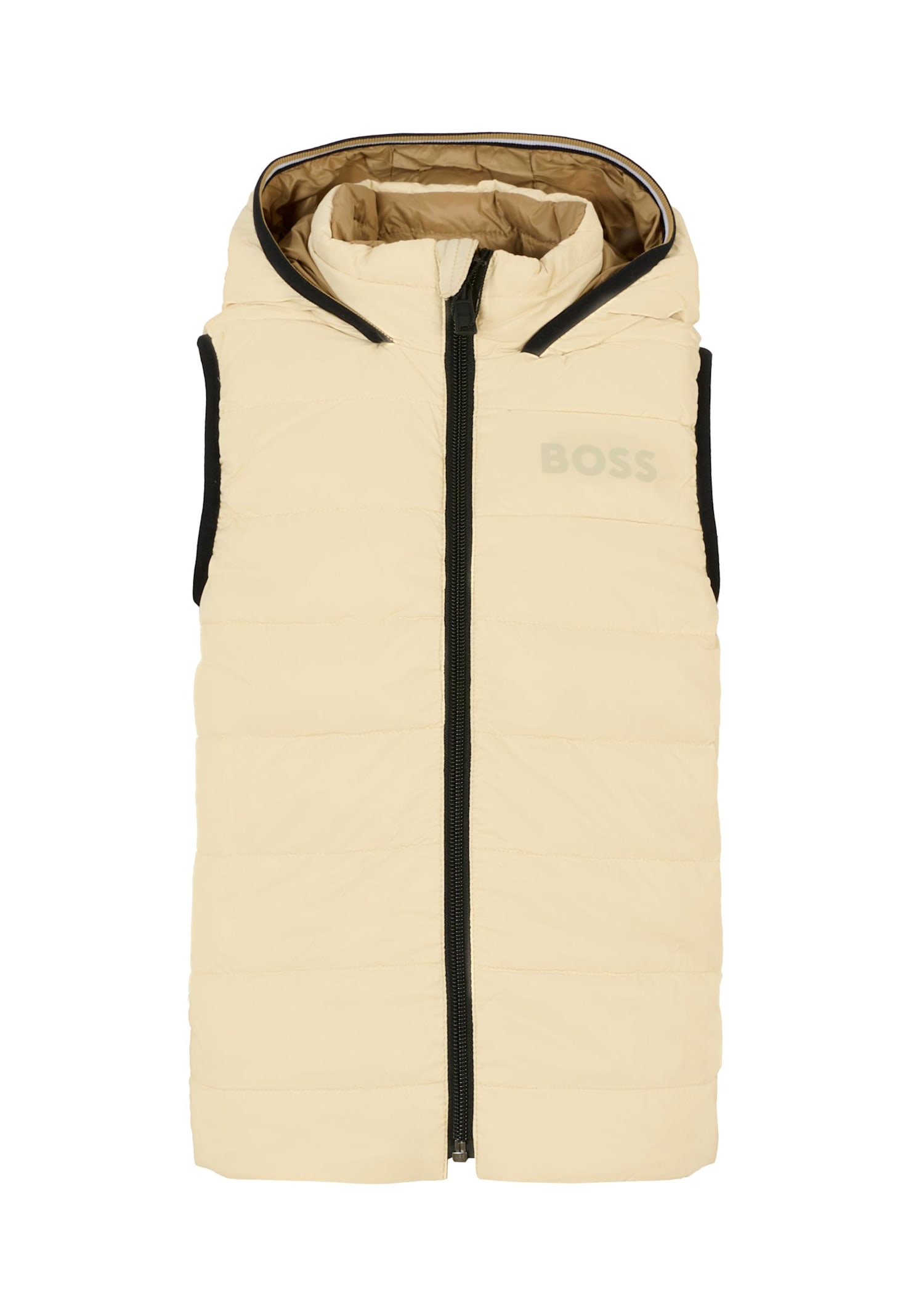 Hugo Boss Reversible Ivory Vest For Boy With Logo In Neutral