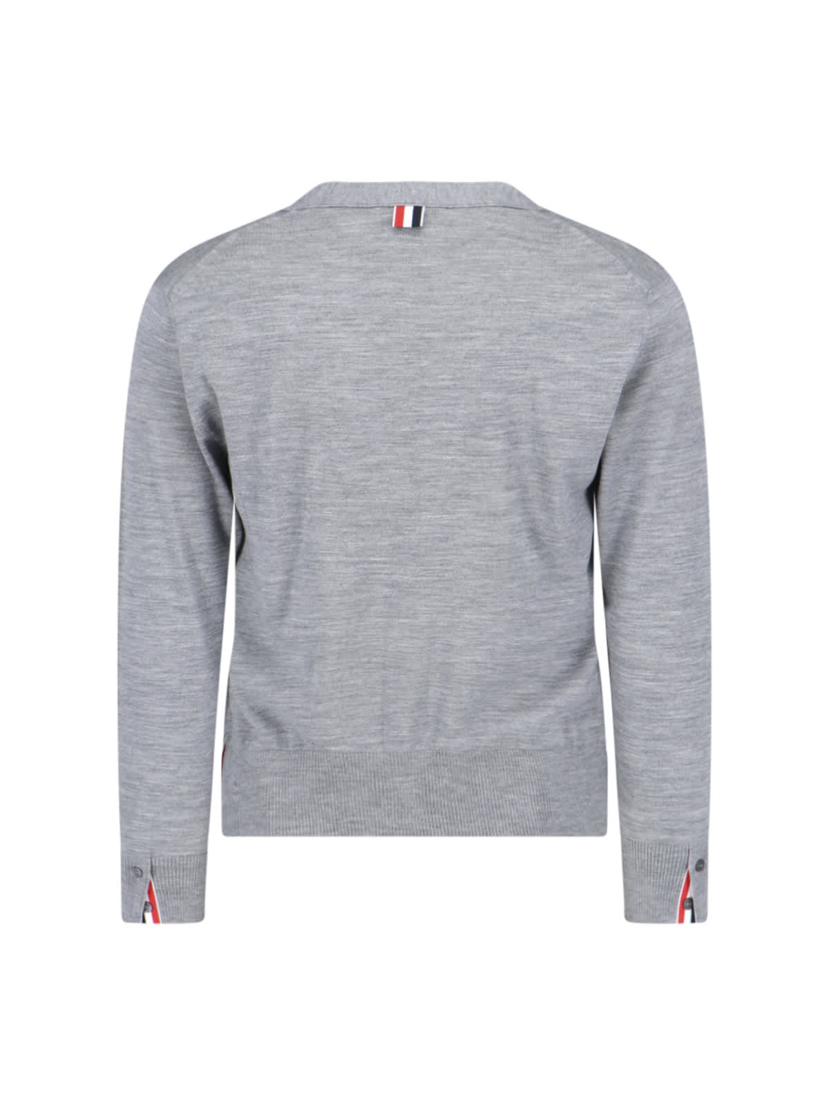 Shop Thom Browne Logo Cardigan In Light Grey