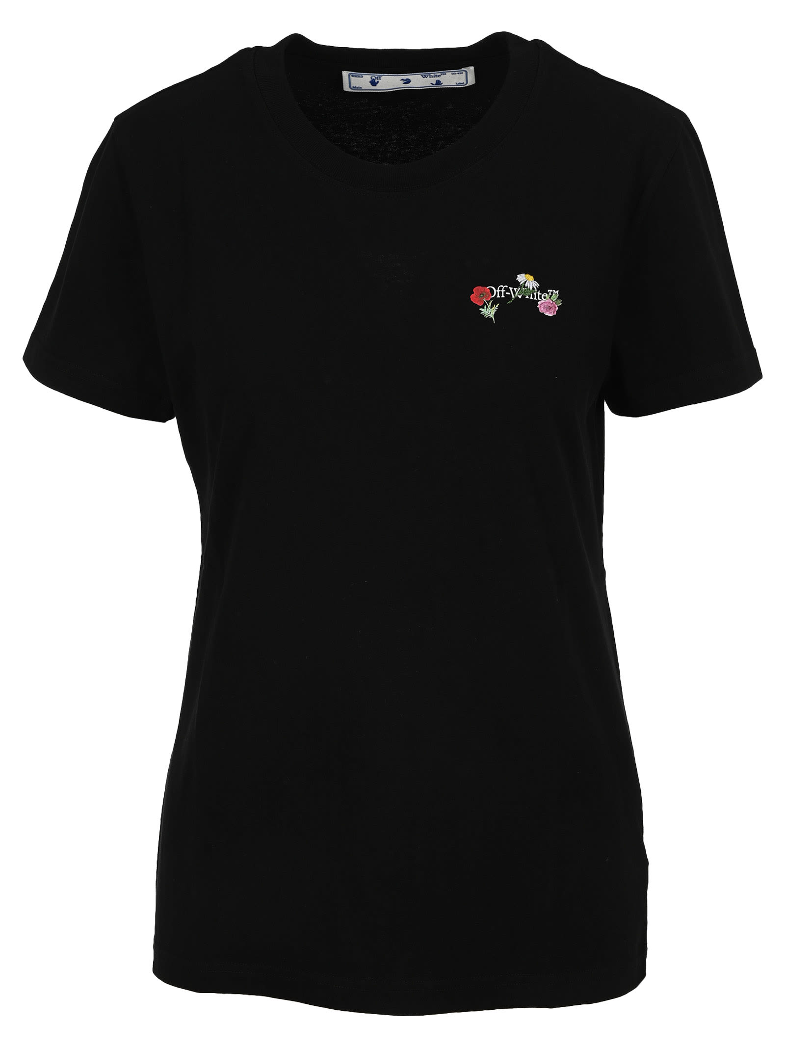 OFF-WHITE OFF WHITE EMBROIDERED FLOWERS ARROW T-SHIRT,11730863