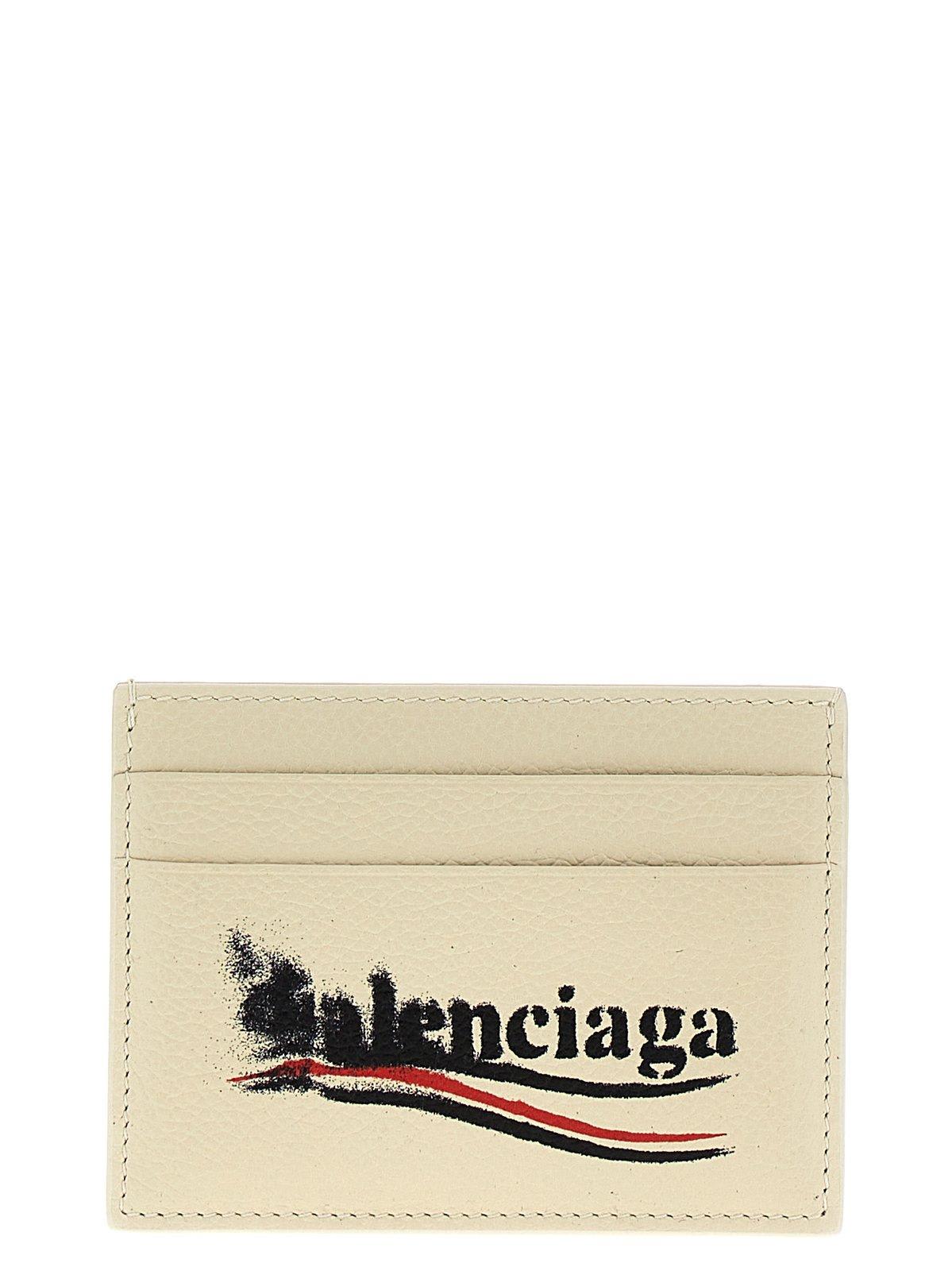 Shop Balenciaga Cash Card Holder In Beige