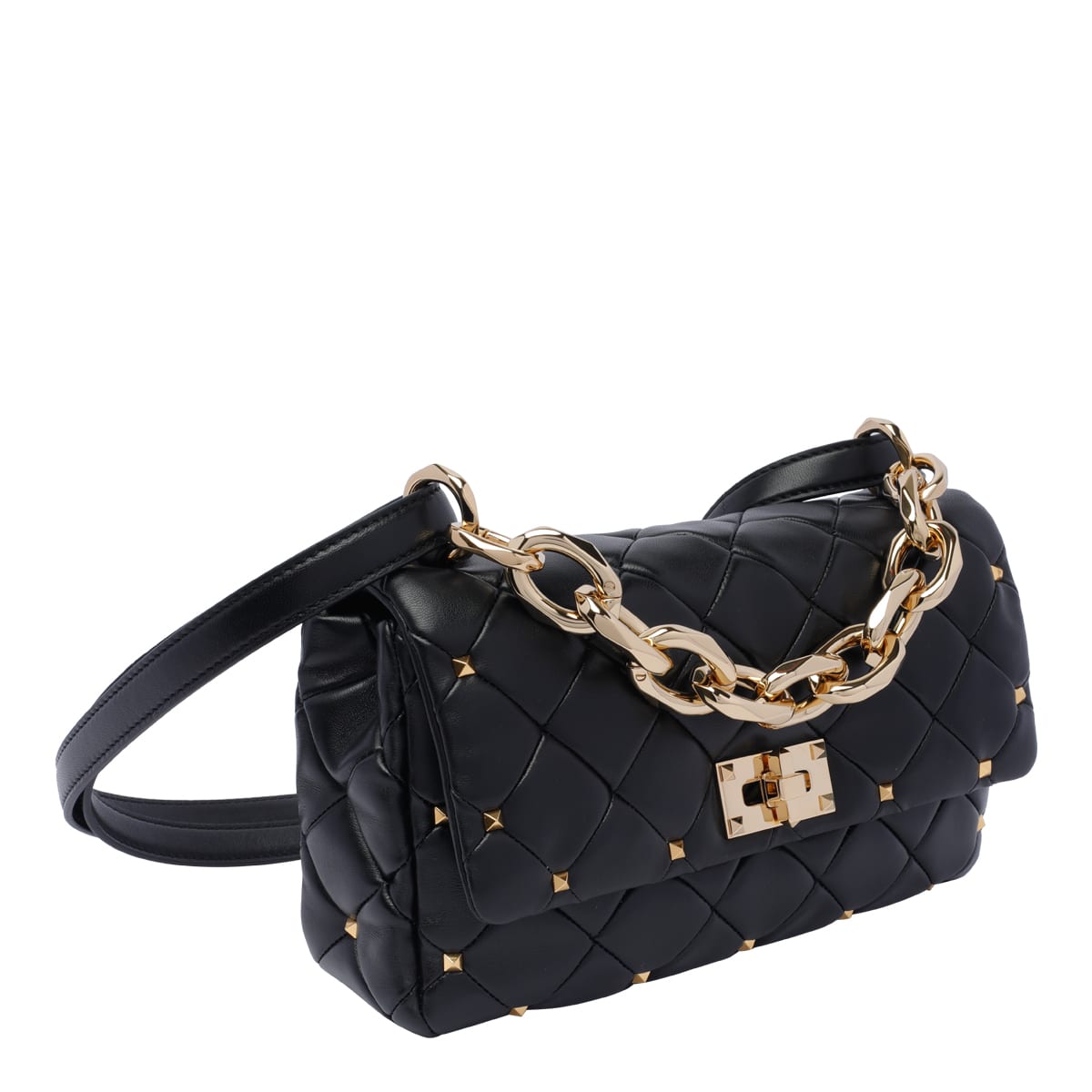 Shop Valentino Small Rockstud Spike Shoulder Bag In Black