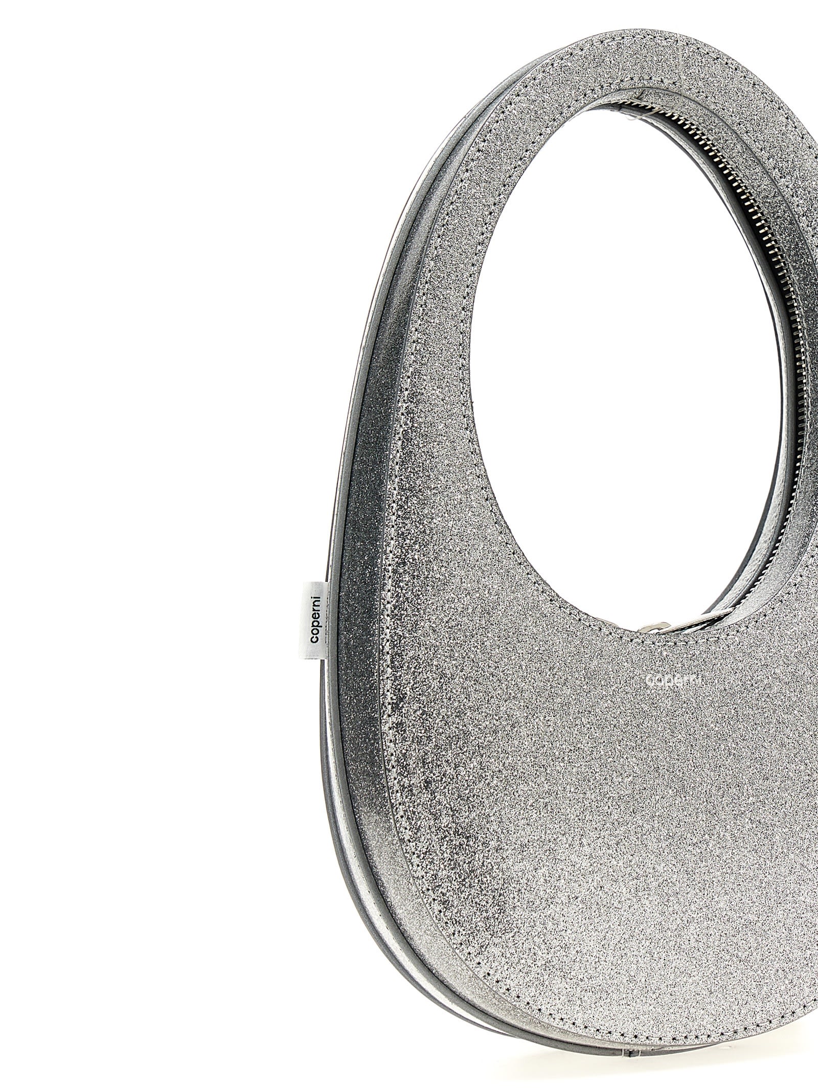 Shop Coperni Glitter Mini Swipe Bag Handbag In Silver