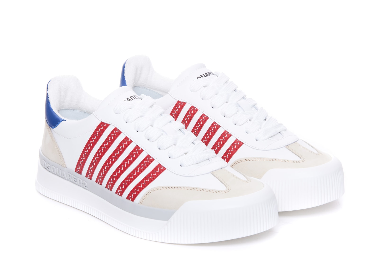 Shop Dsquared2 New Jersey Sneakers In Bianco Rosso Blu