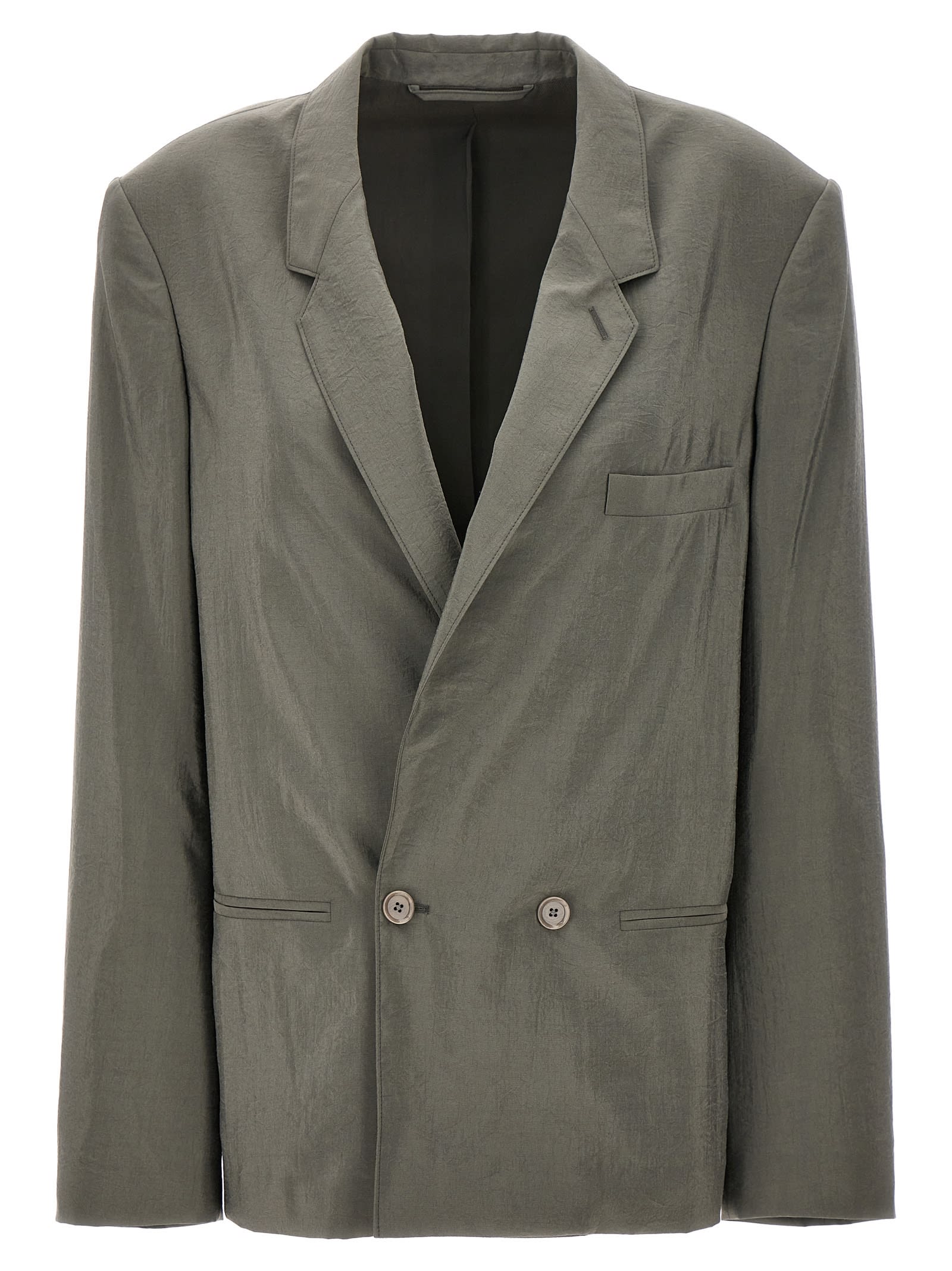 Shop Lemaire Double-breasted Blazer In Gray