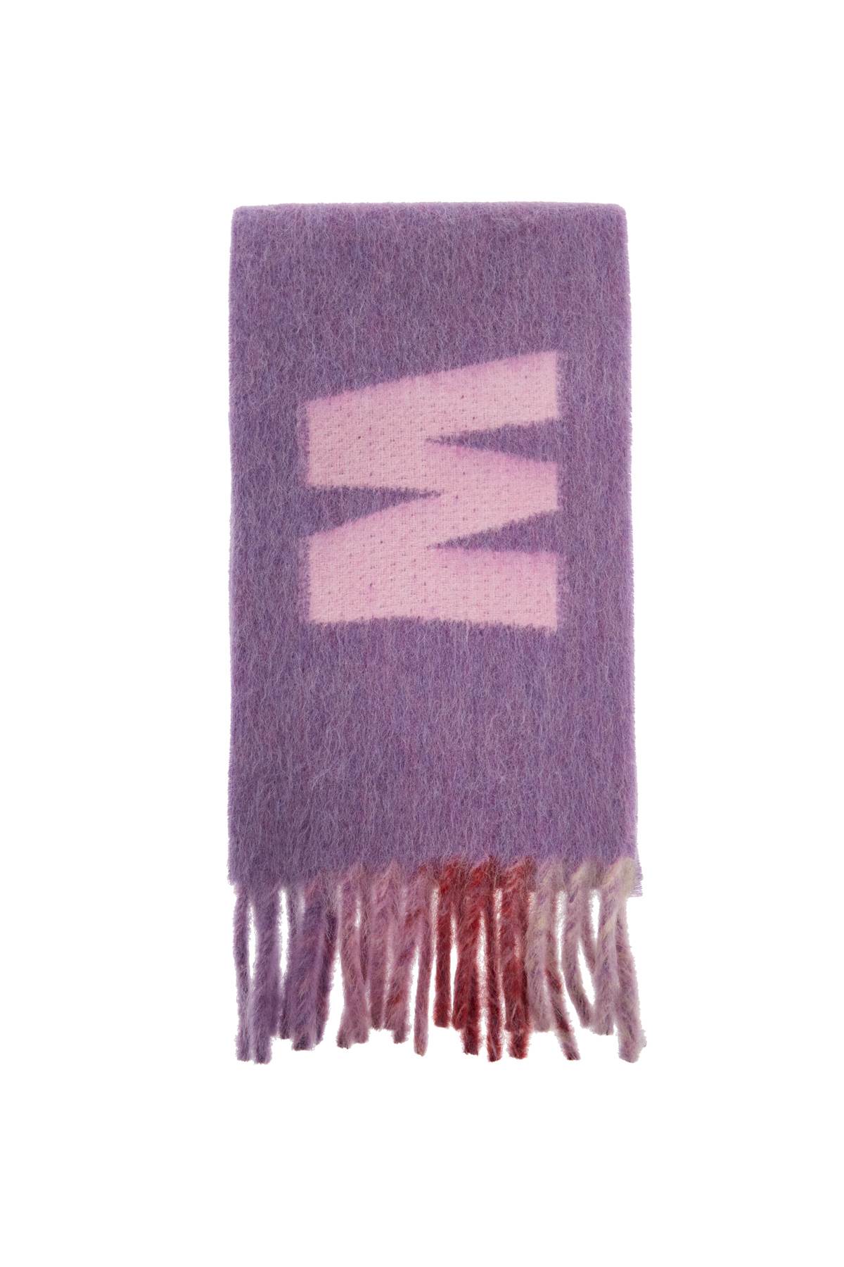 Shop Marni Wool And Mohair Scarf With Maxi Logo In Prune Violet (purple)