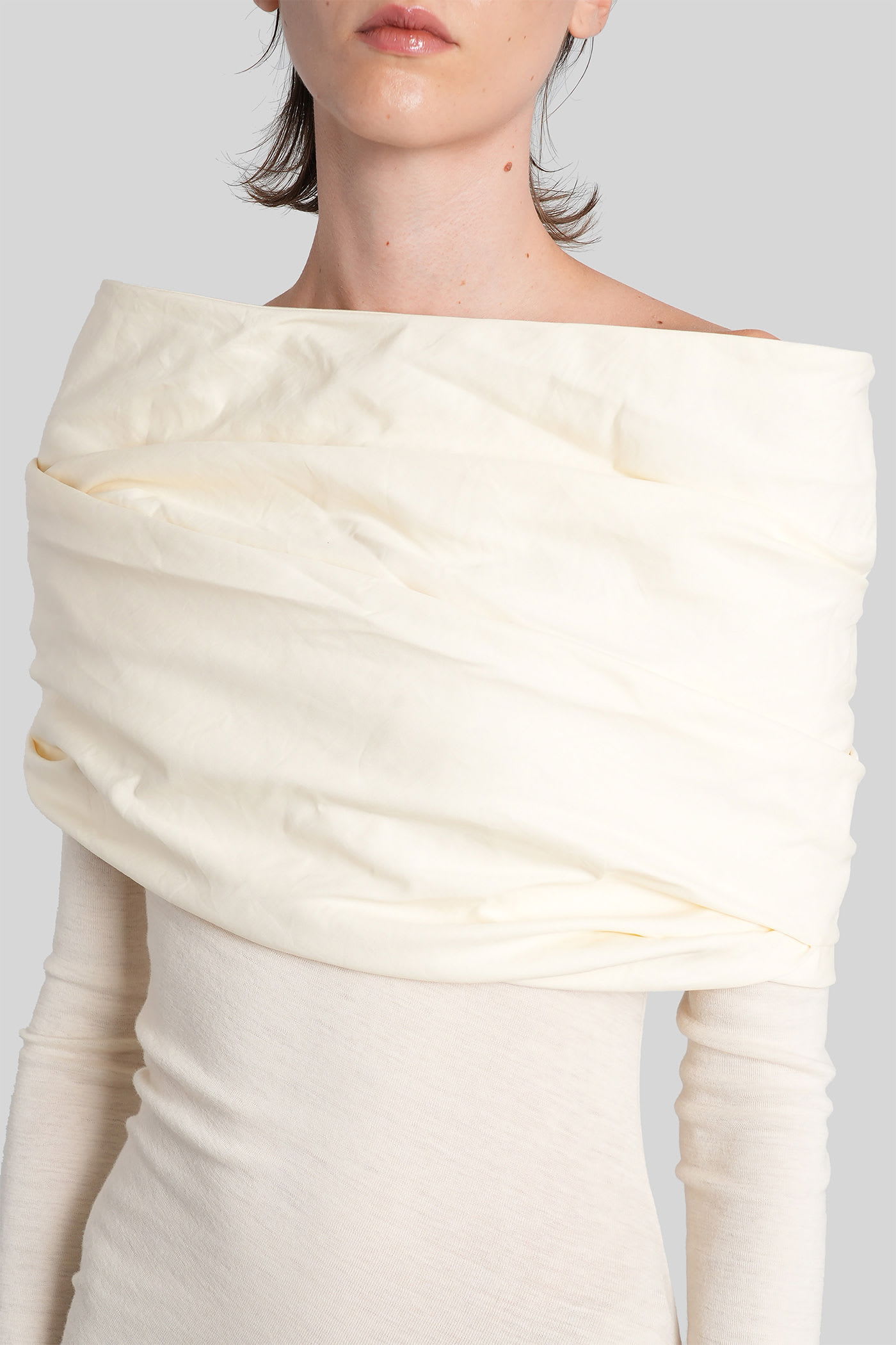 Entire Studios Cavalier Dress In Beige Wool In White