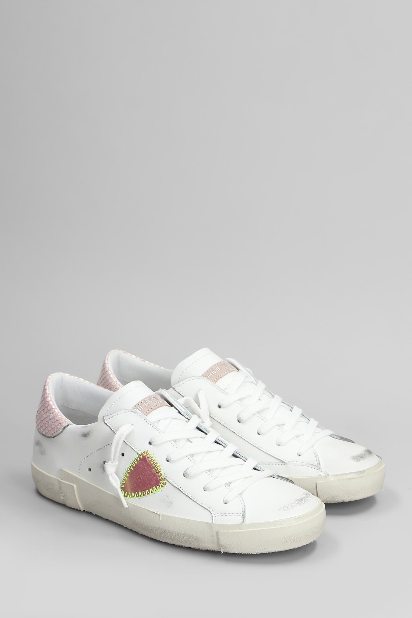 Philippe Model Prsx Low Sneakers In White Leather