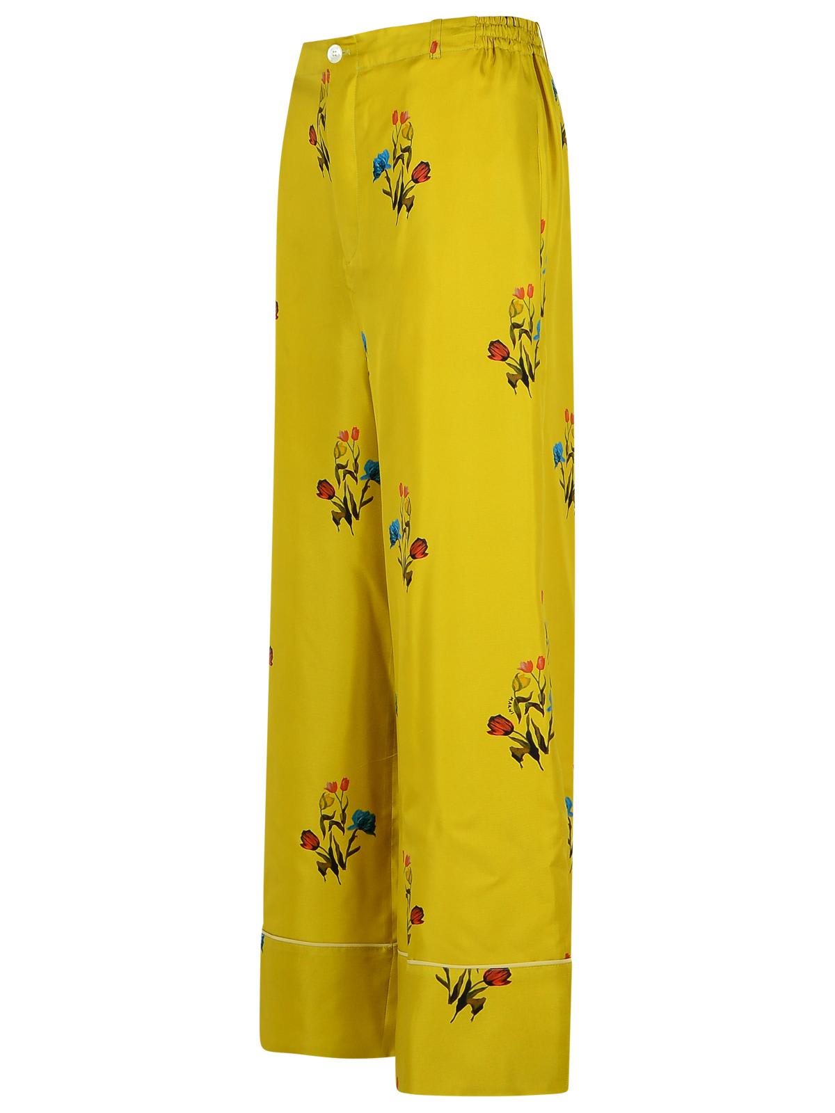 Marni Floral-print Elastic-waistband Straight Trousers In Yellow