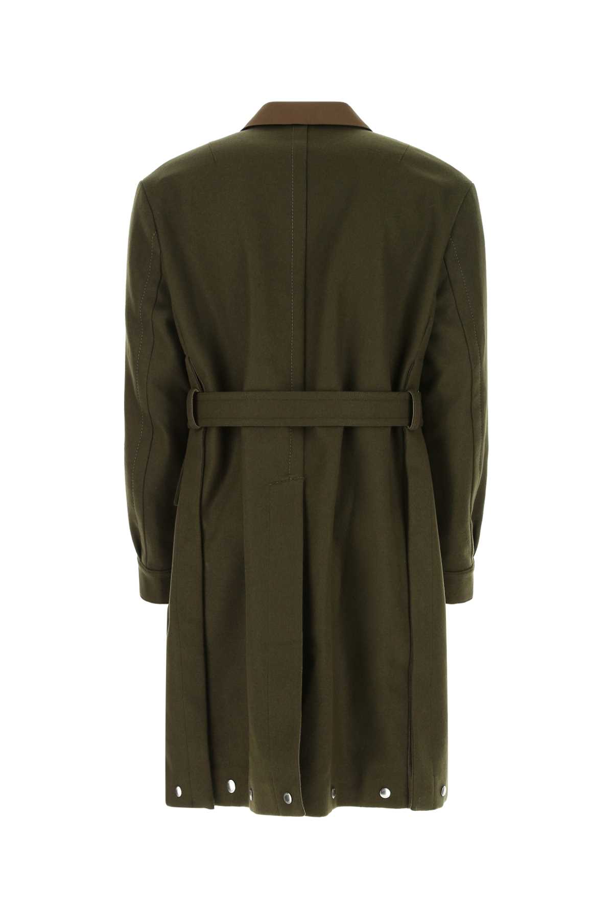 Shop Sacai Olive Green Felt Trench Coat In 501