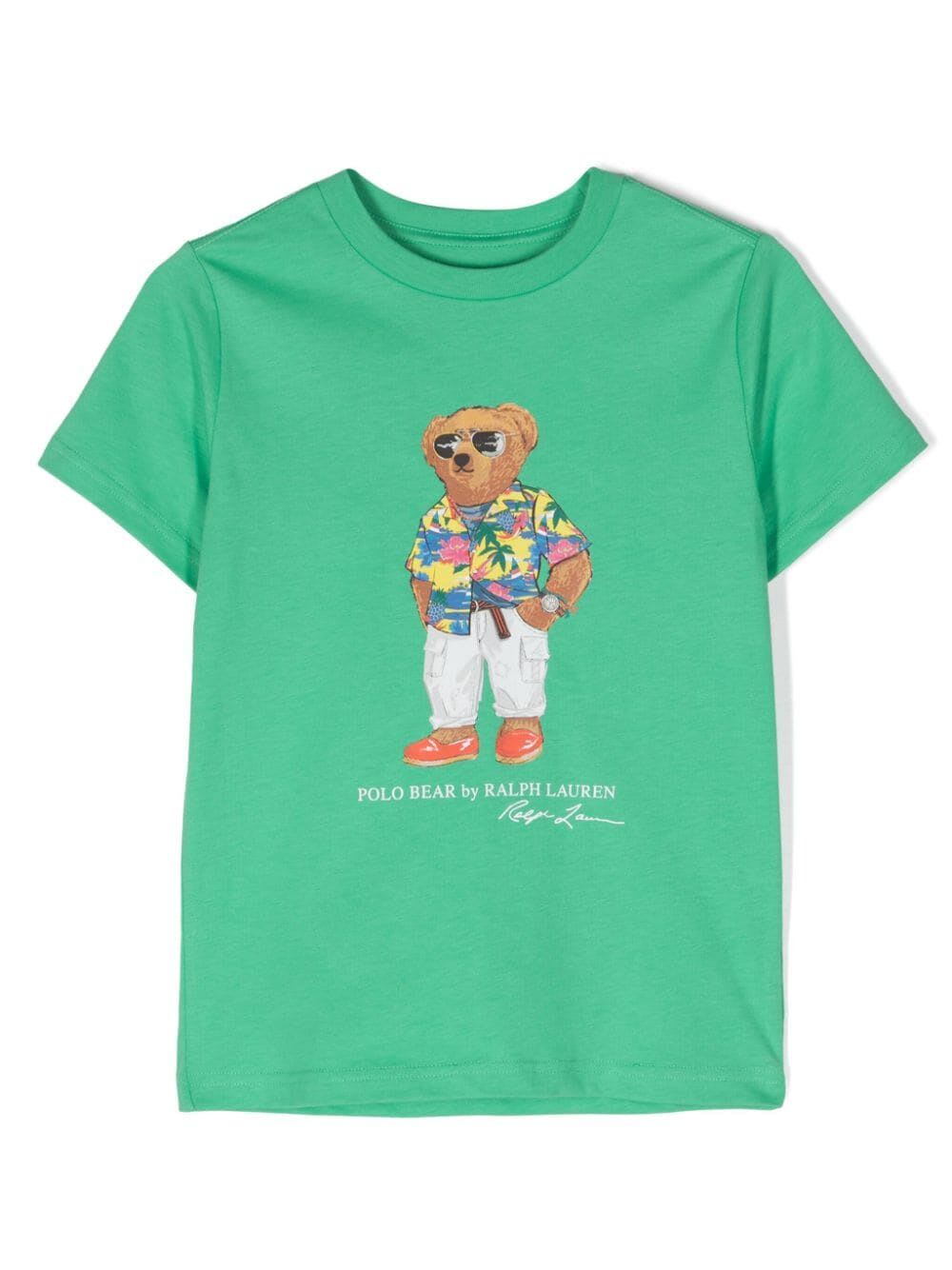 Shop Polo Ralph Lauren Ss Cn-knit Shirts-t-shirt In Bear Vineyardgreen