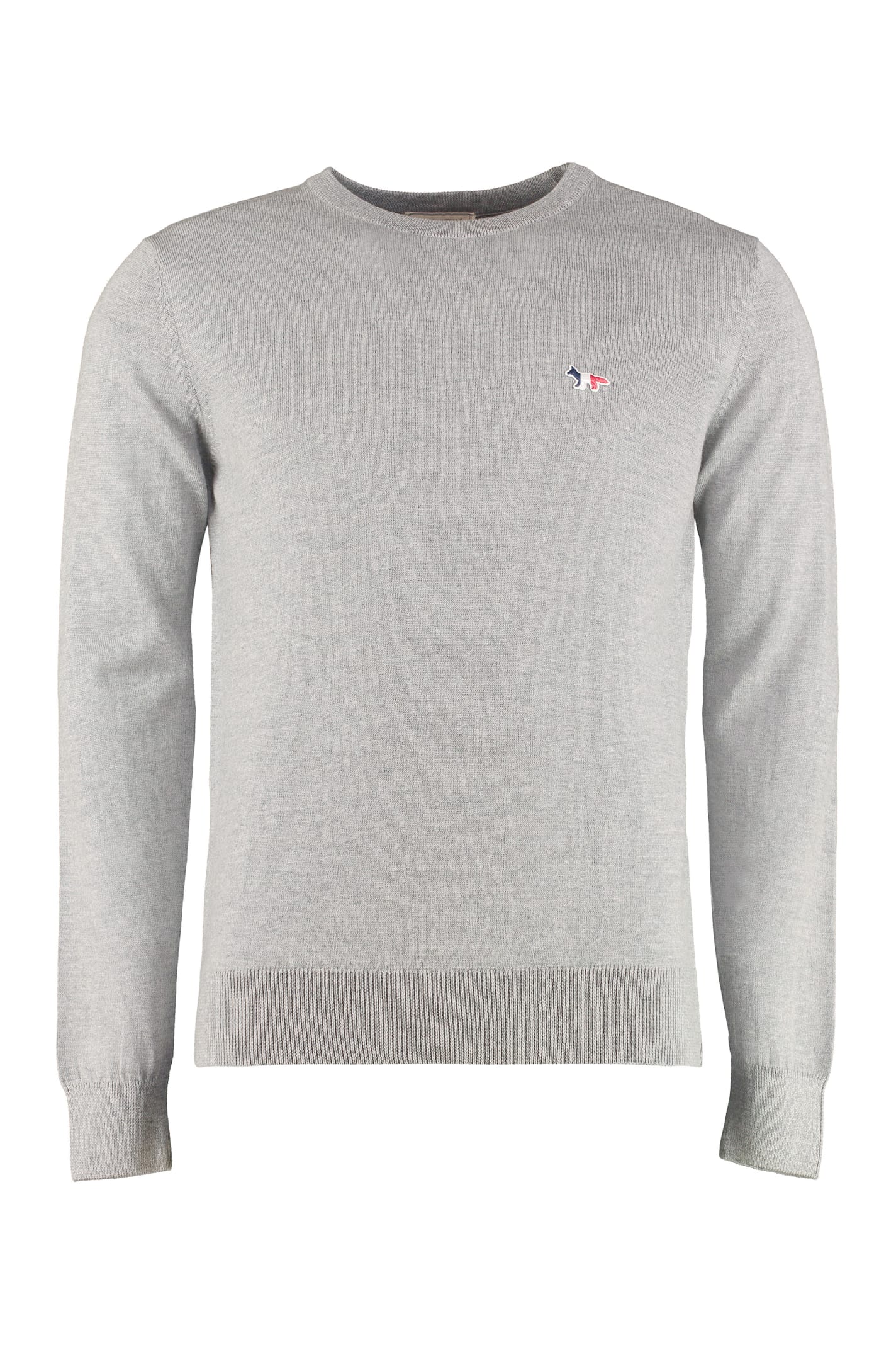 Maison Kitsuné Wool Crew-neck Pullover In Grey