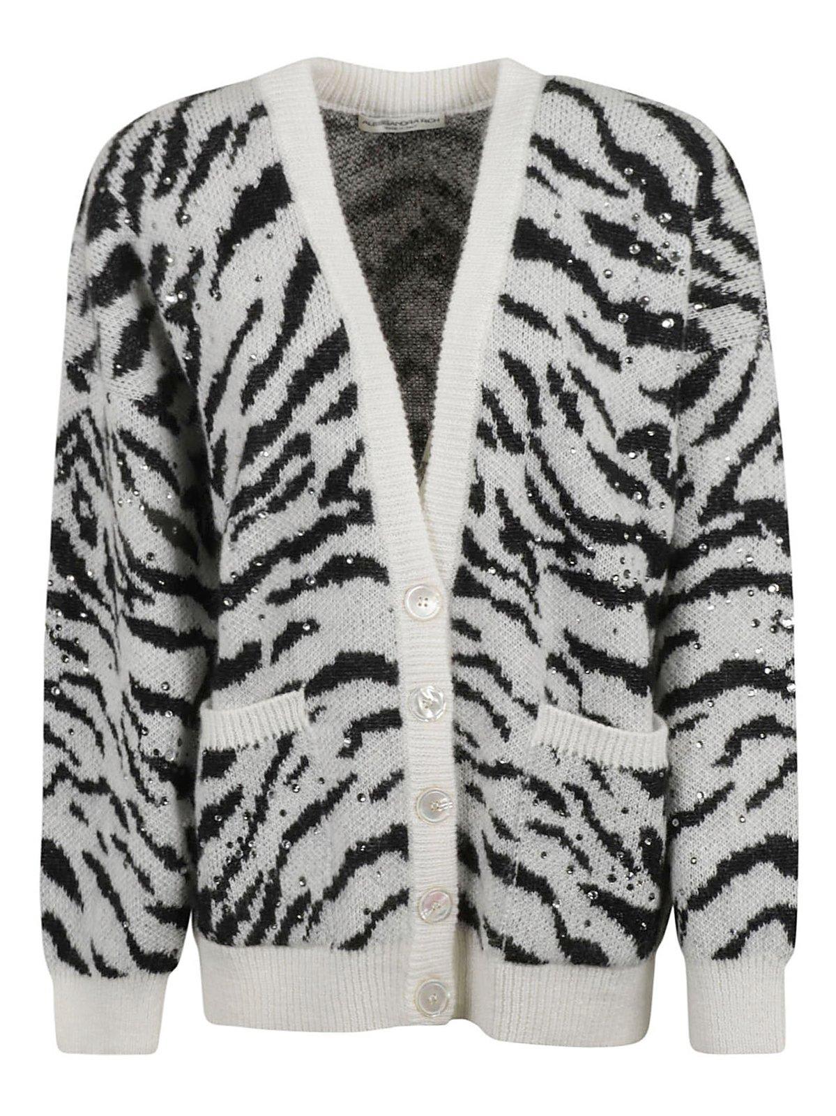 Zebra Printed V-neck Long-sleeved Cardigan