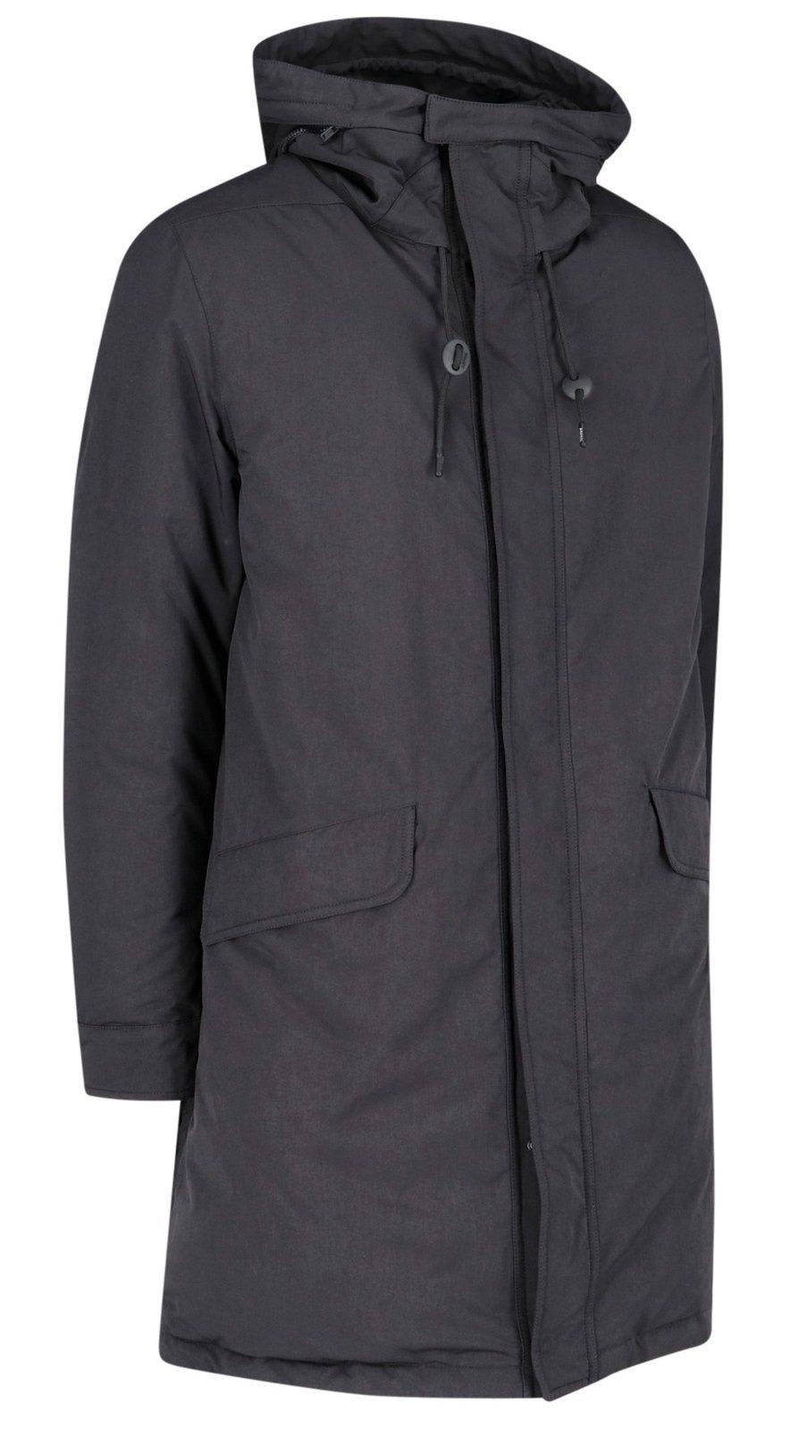 Shop Aspesi Flap-pocketed Hooded Coat In Black