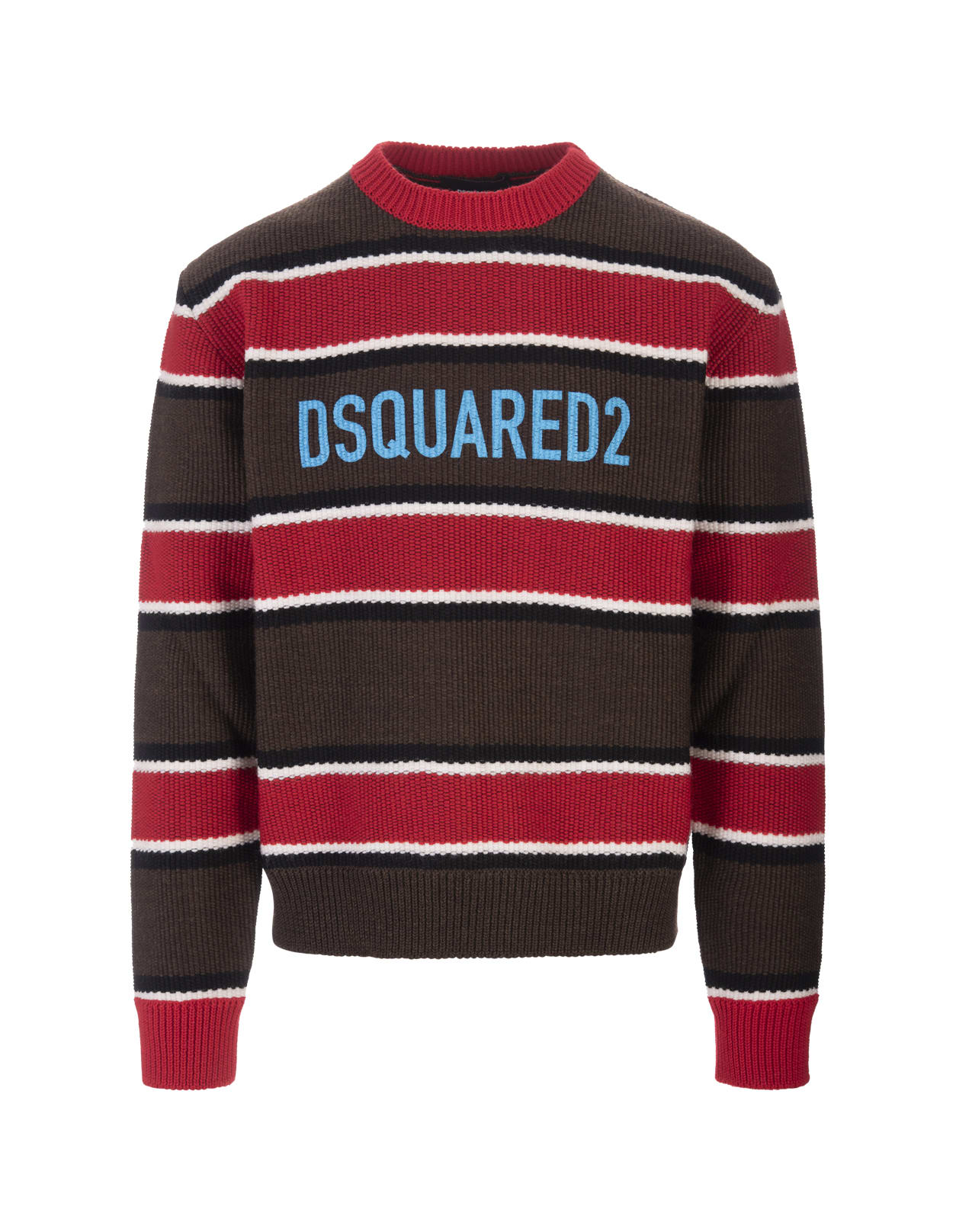 Man Dsquared2 Sweater In Multicolored Striped Wool