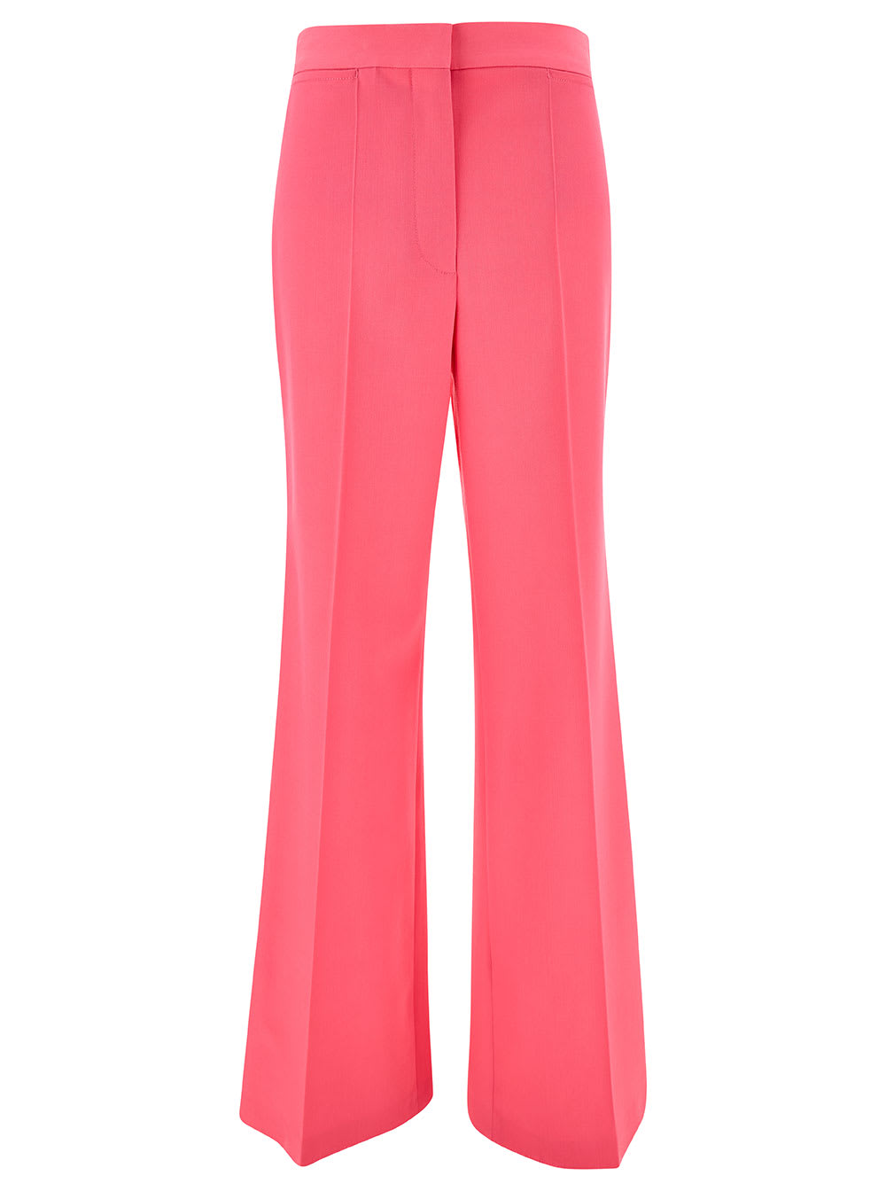 STELLA MCCARTNEY ICONIC SALMON PINK TAILORED FLARED PANTS IN STRETCH WOOL WOMAN