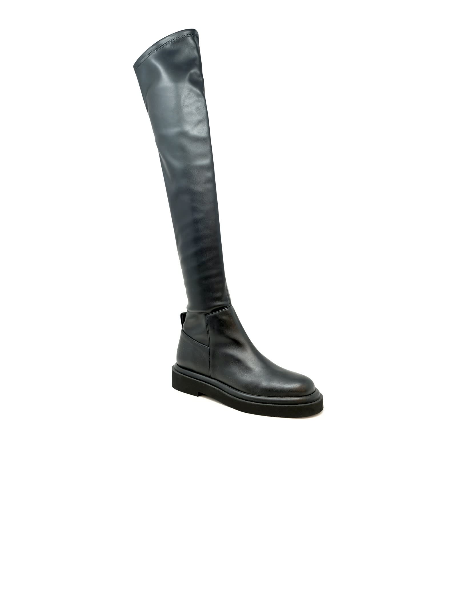 Shop Paloma Barceló Paloma Barcelo Black Leather Over The Knee Kenda Boots