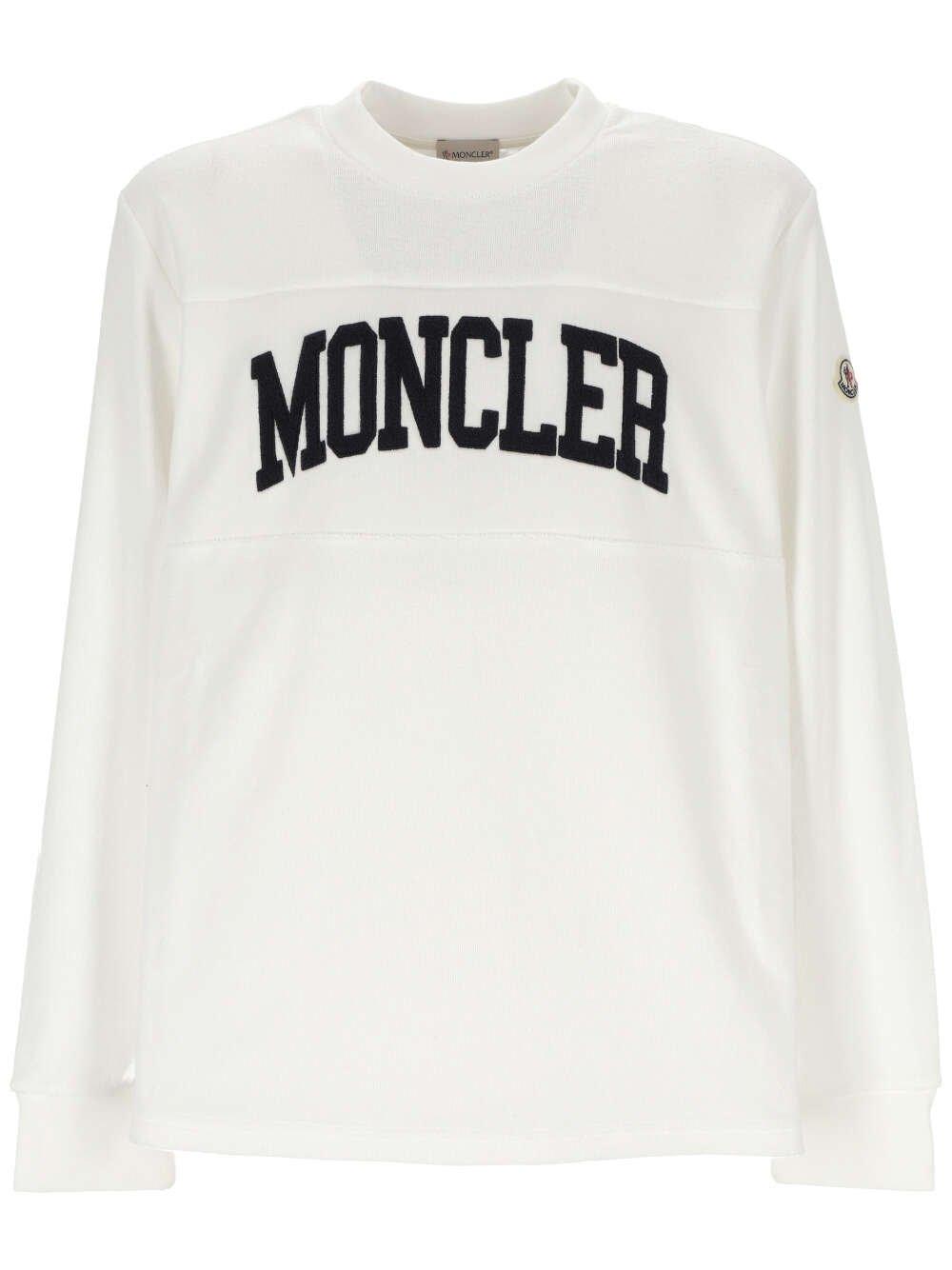 Moncler Logo Patch Crewneck Sweatshirt In White