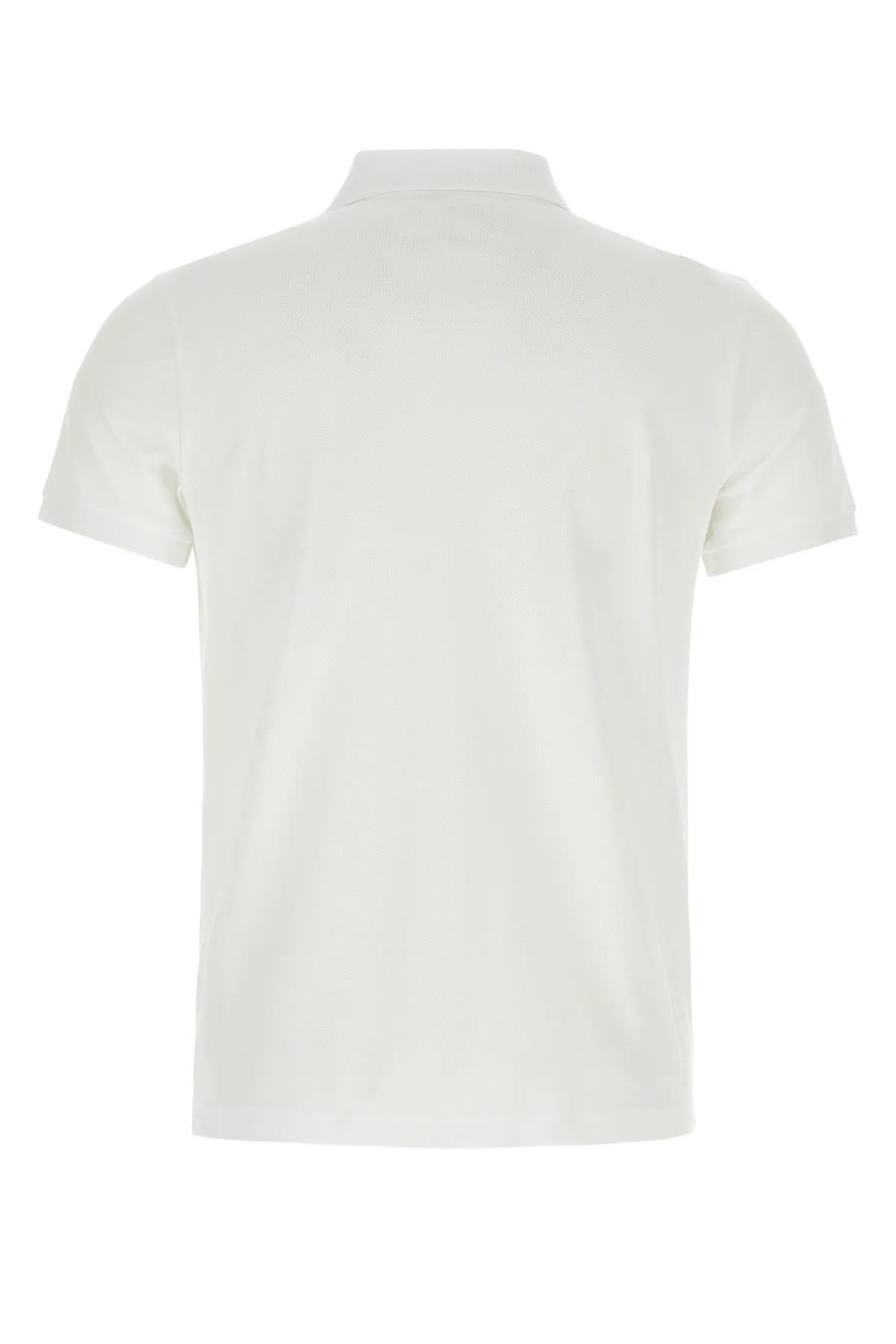 Shop Moncler White Piquet Polo Shirt