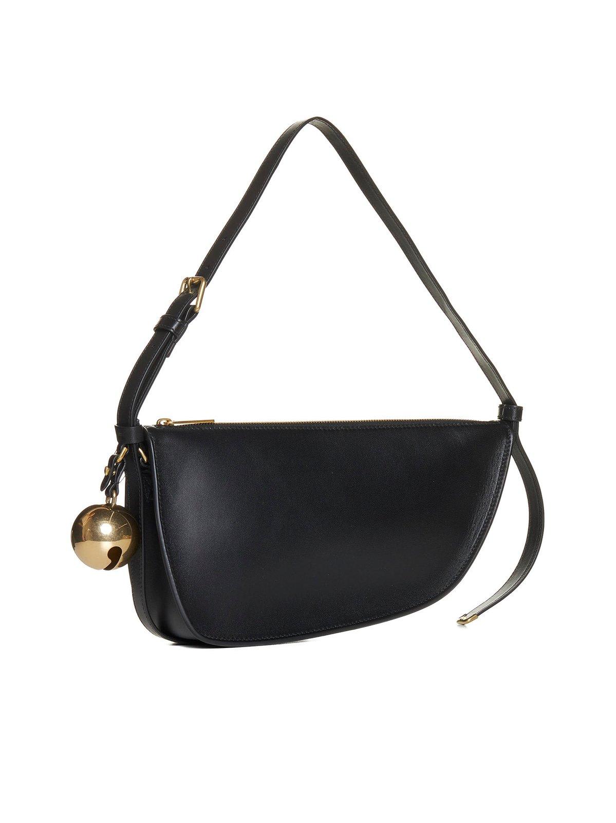 Shop Burberry Shield Zipped Shoulder Bag In Black