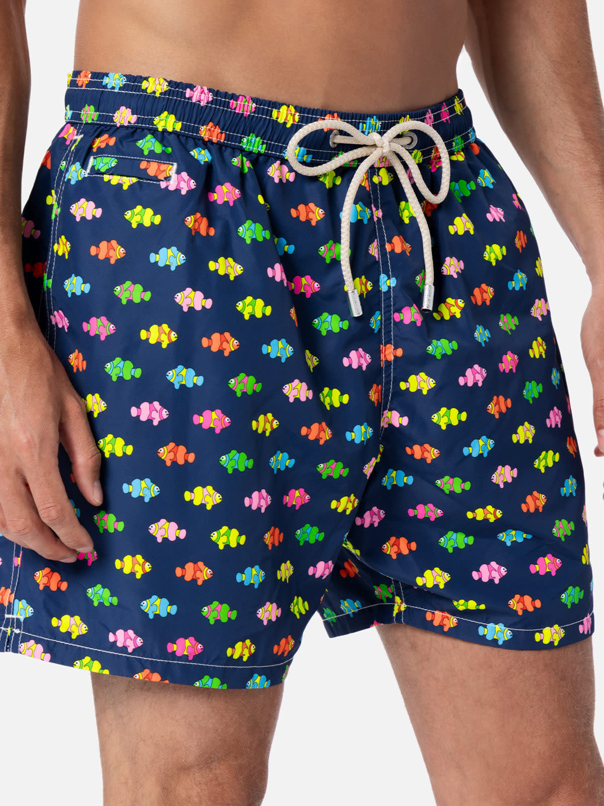 Mc2 Saint Barth Fish-print Swim Shorts In Blue Navy