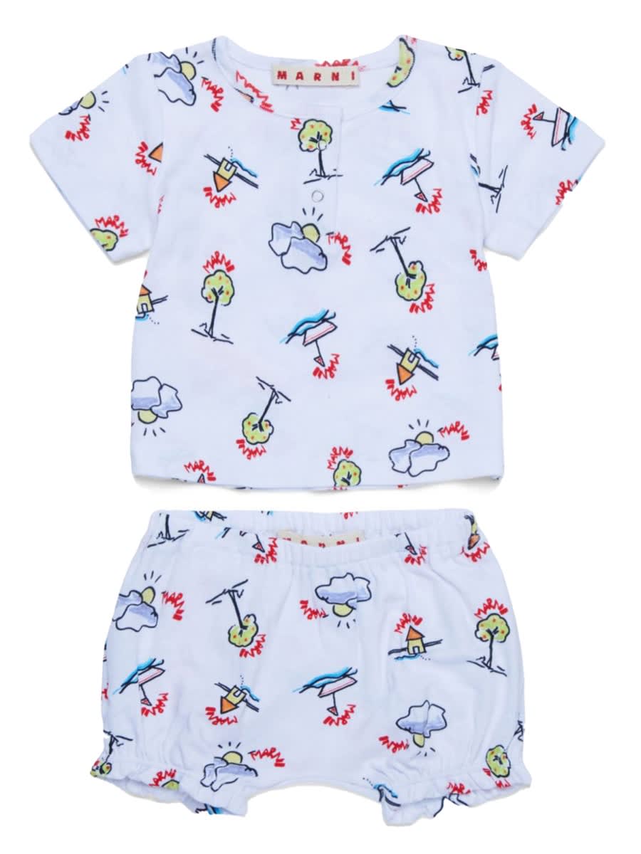 Marni T-shirt And Shorts Kit In Gray