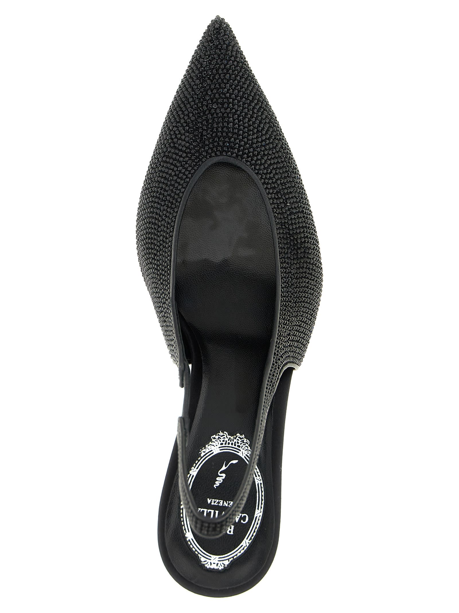 René Caovilla Slingback High-heeled Sandals In Black