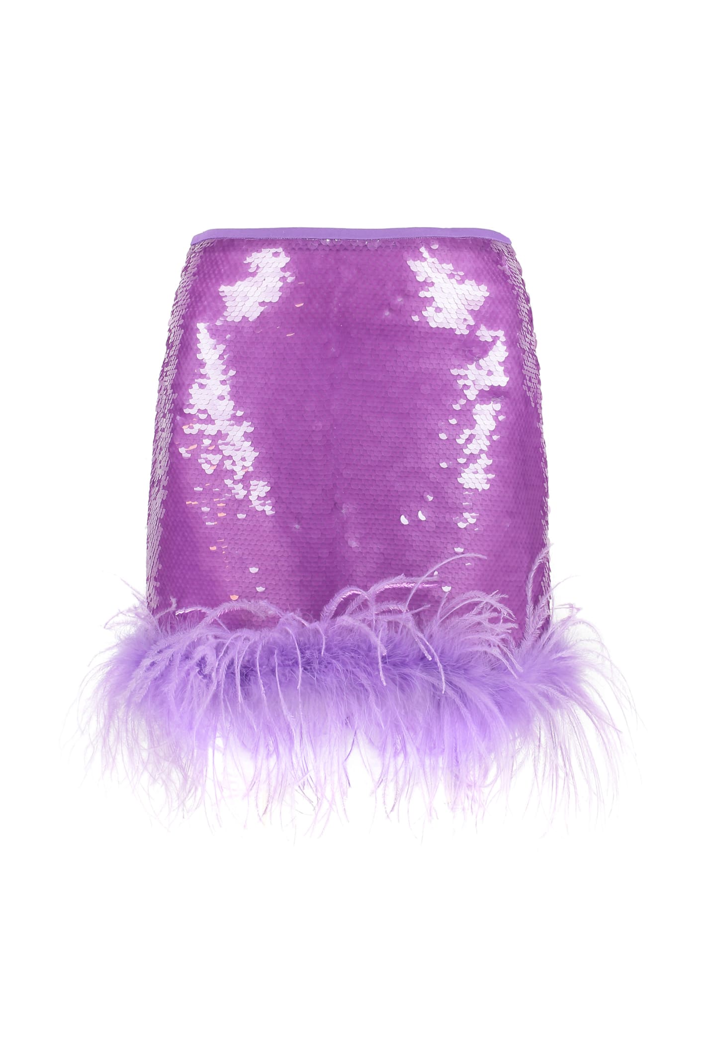 Giuseppe Di Morabito Feather-trimmed Sequined Miniskirt In Purple