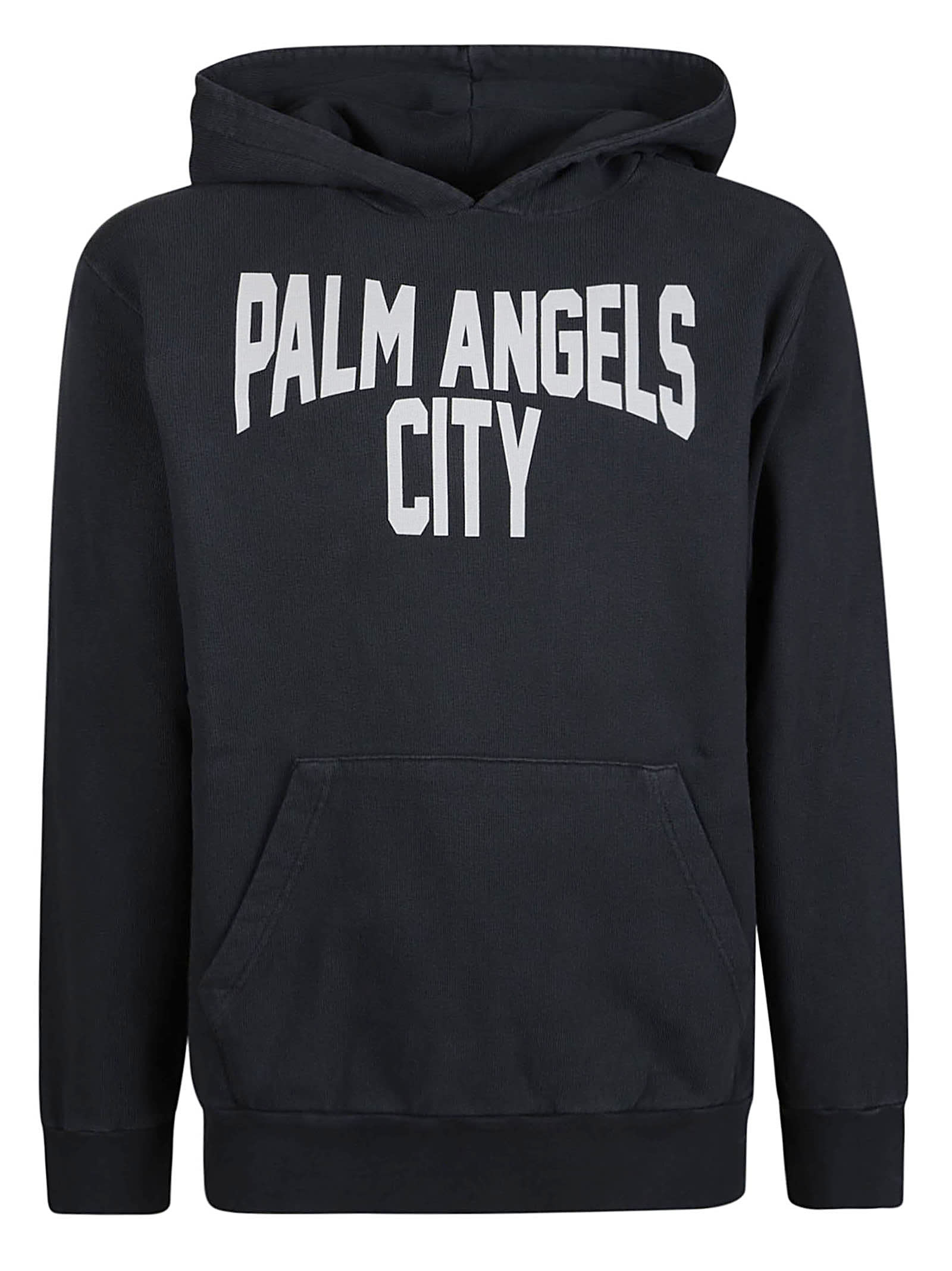 Shop Palm Angels Pa City Hoodie In Dark Grey/white