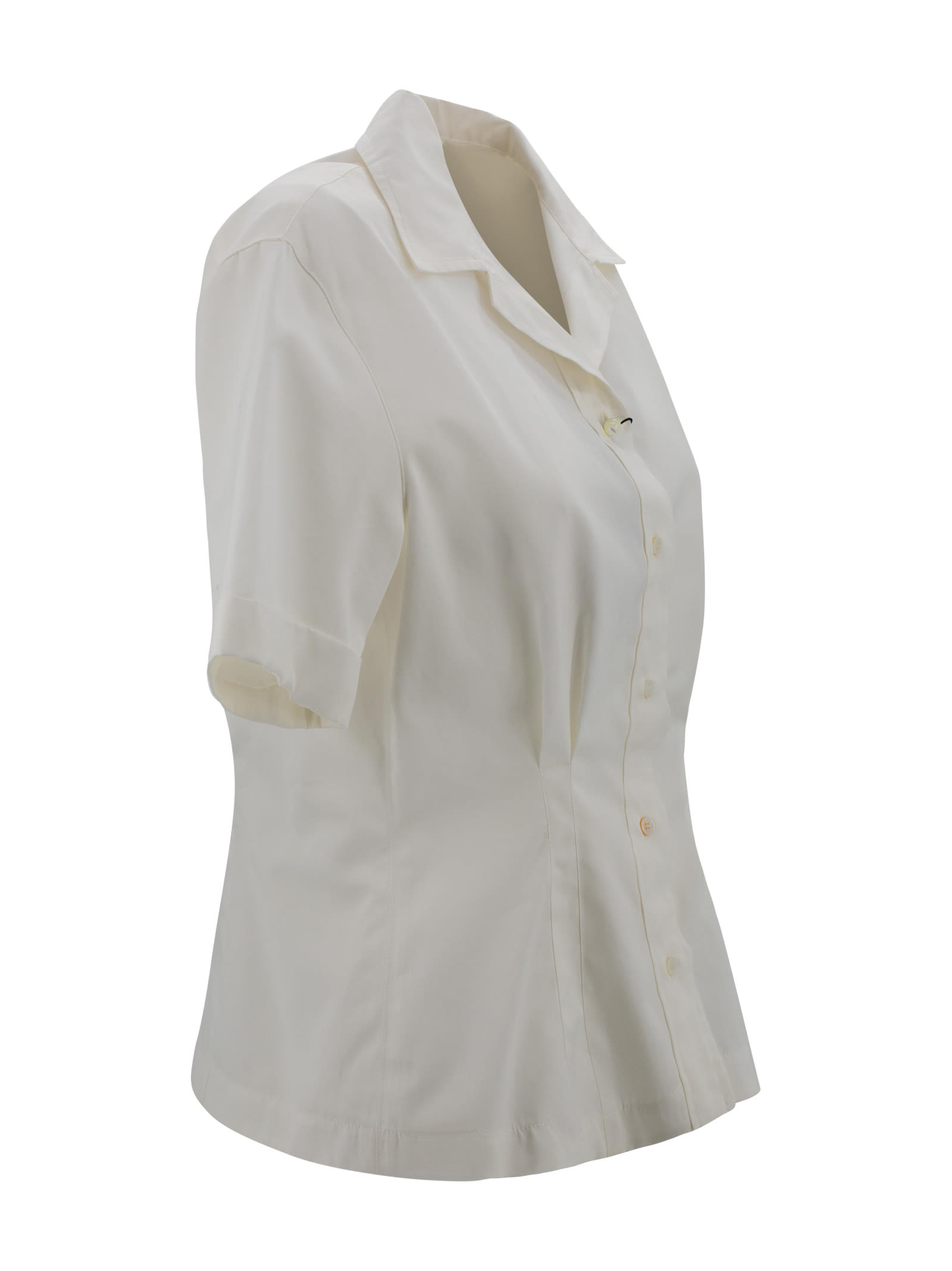 Weekend Max Mara Button-up Short-sleeved Top In White
