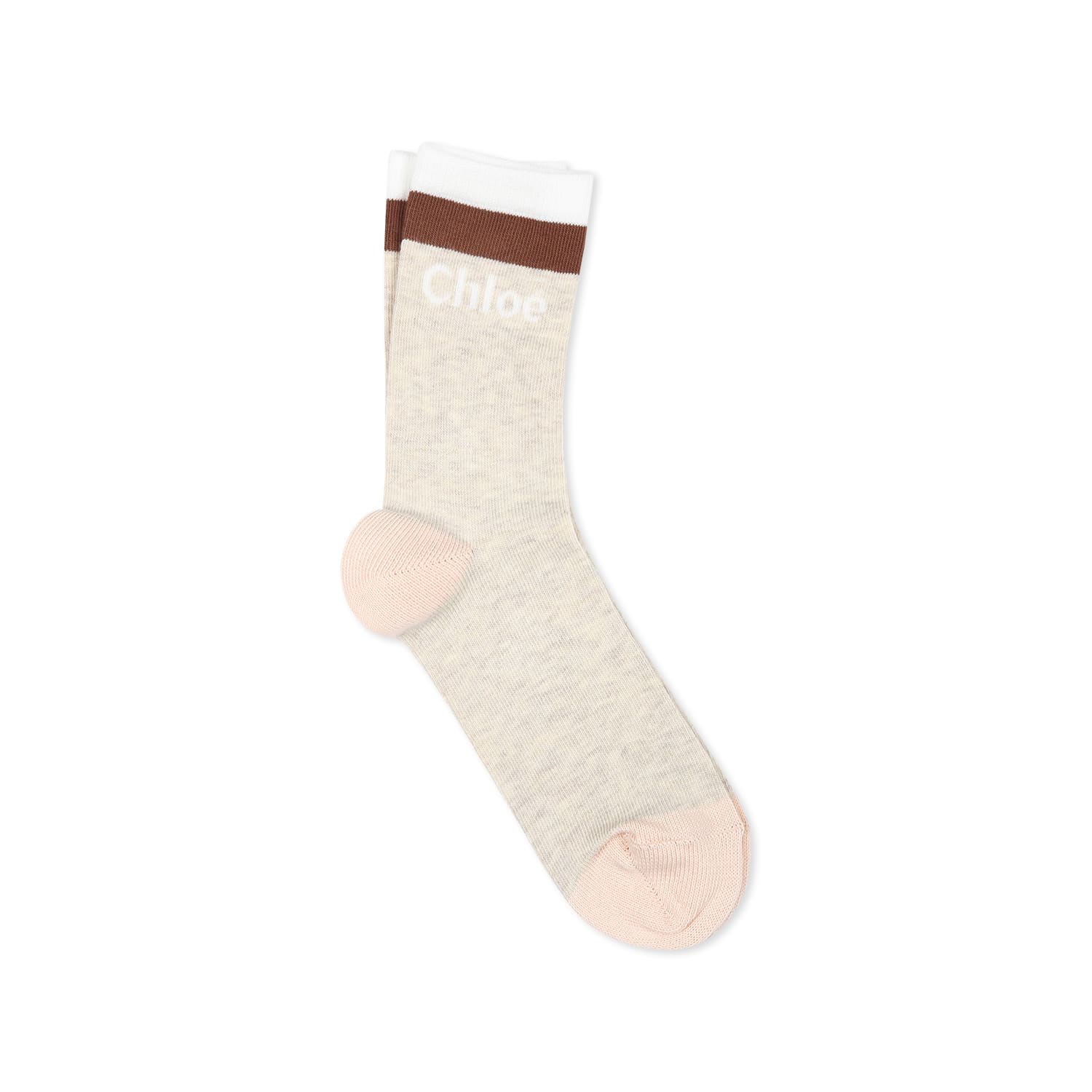 Chloé Kids' Beige Socks For Girl With Logo In Neutral