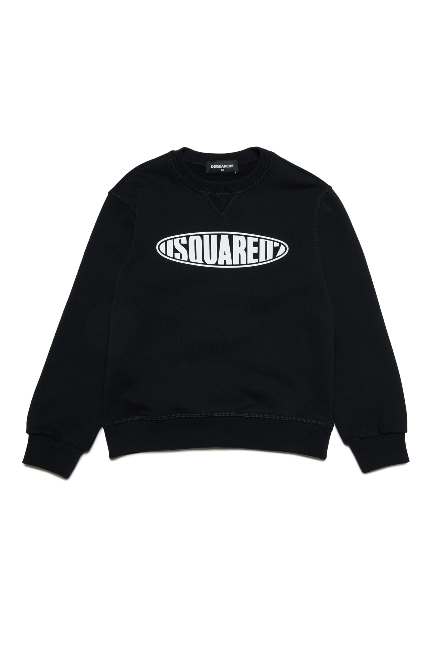 Dsquared2 Kids' D2s778u Relax Sweat-shirt Dsquared Crew-neck Sweatshirt Branded With Surf Logo In Nero