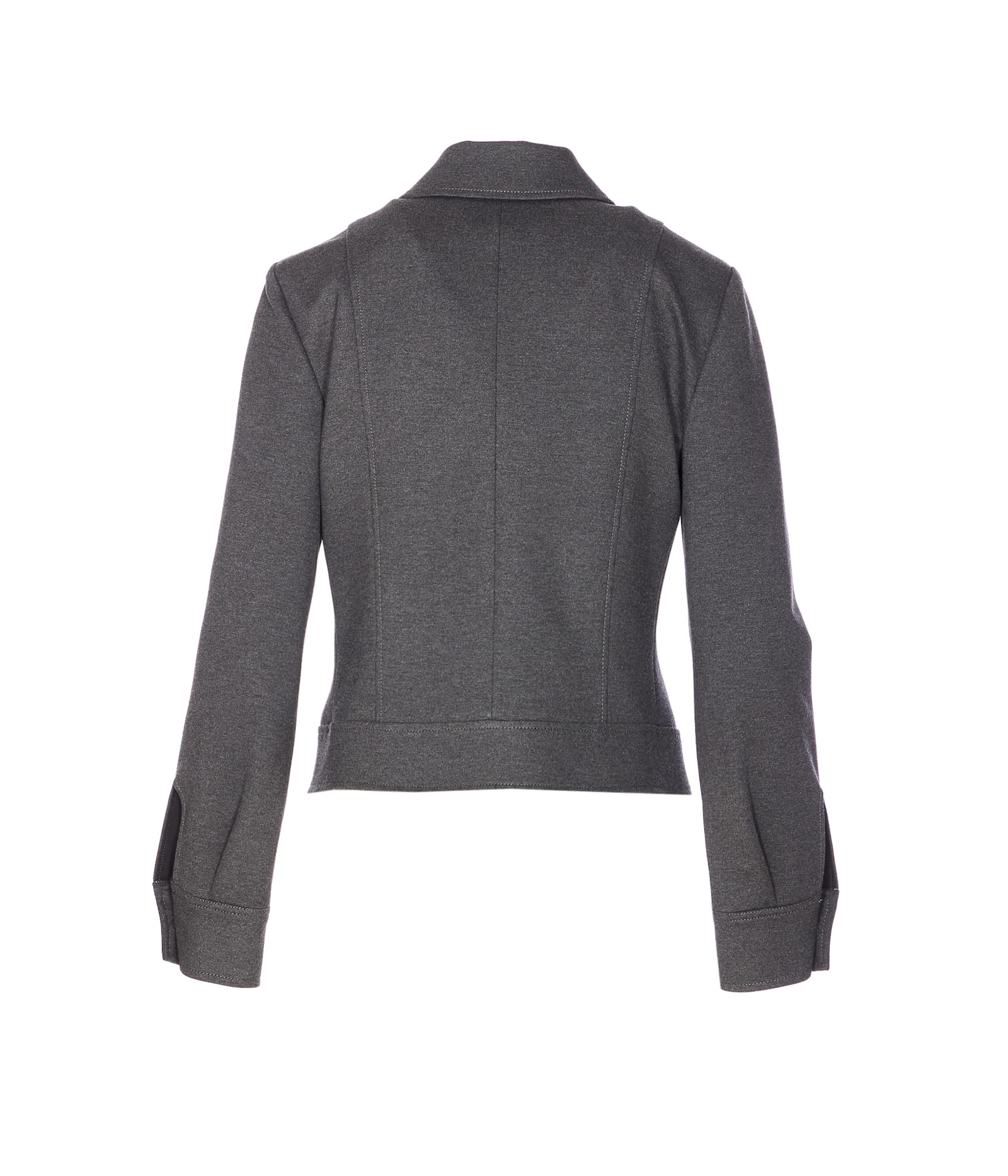 Liu •jo Logo-button Point-collar Jacket In Gray