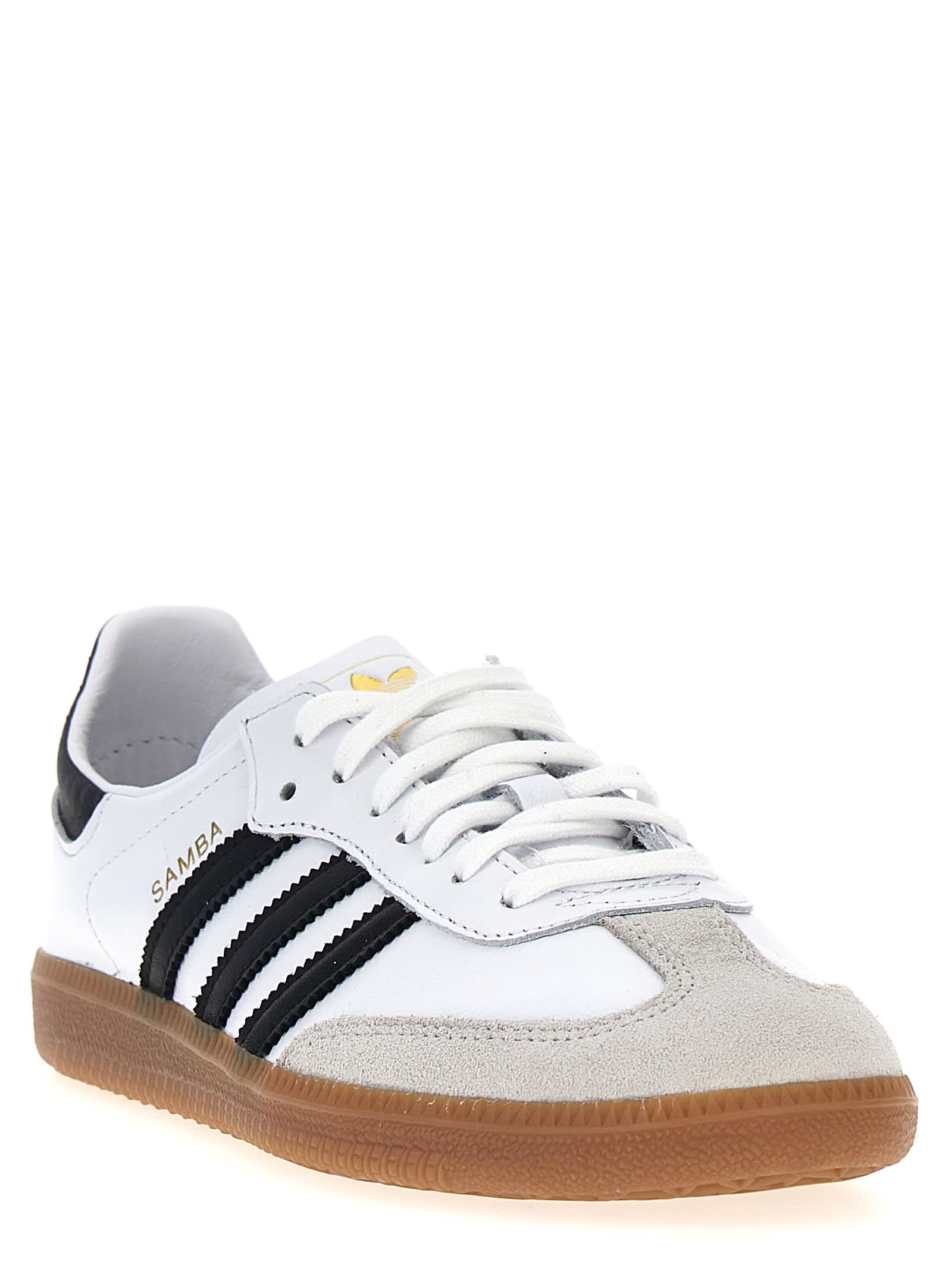 Adidas Originals Adidas Men's White Core Black Gold Me Sambae Suede And Leather Low-top Trainers In White