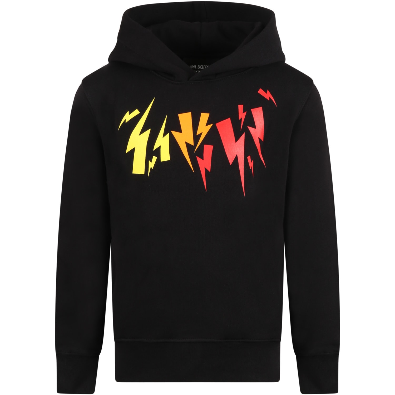 Neil Barrett Black Sweatshirt For Kids With Iconic Lightning Bolts