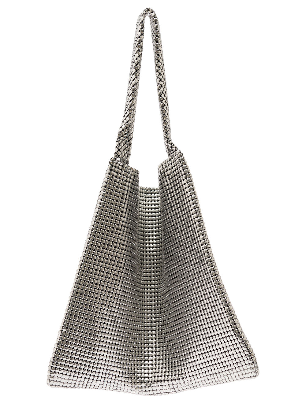 Shop Rabanne Pixel Silver-tone Tote Bag In Metallic Mesh Woman