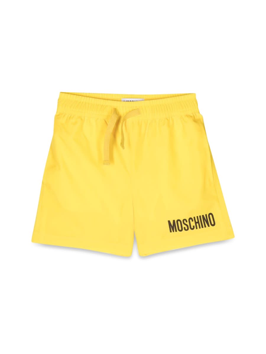 Shop Moschino Swim Shortsaddition In Yellow