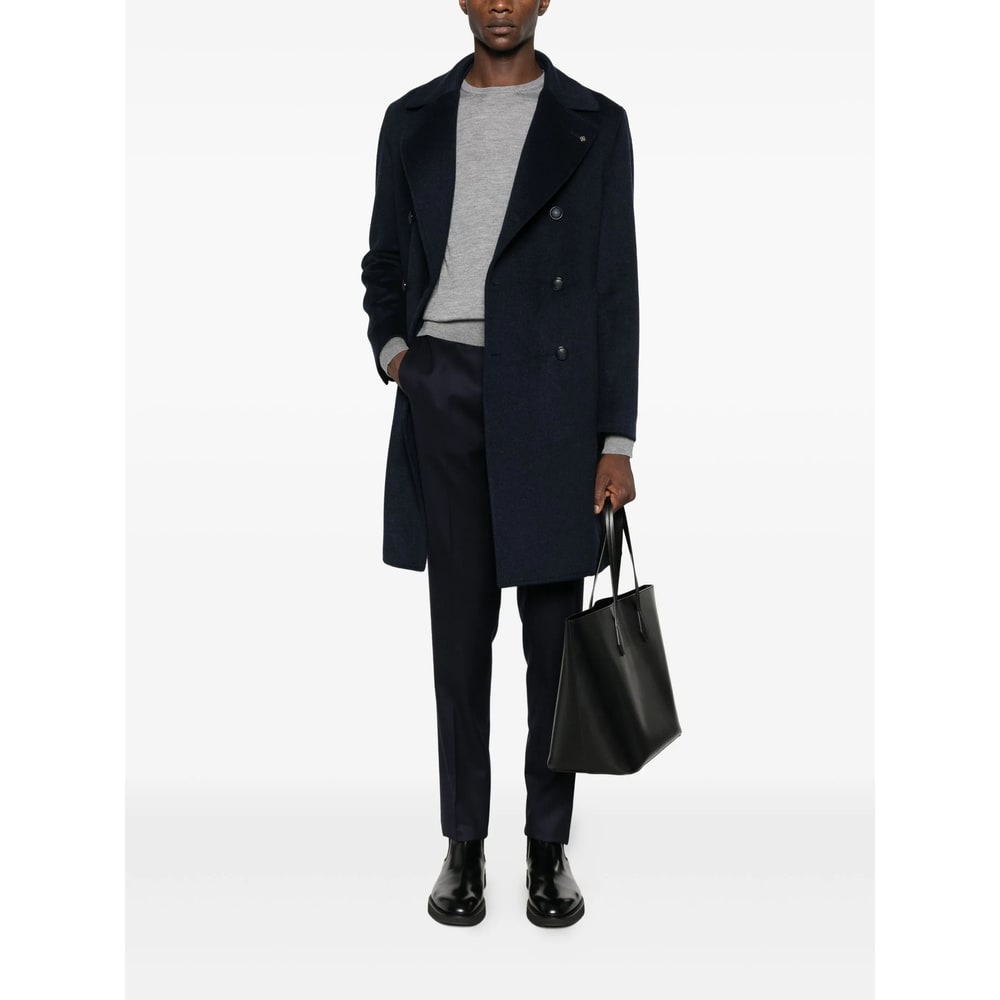 Tagliatore Double-breasted Coat In Blue
