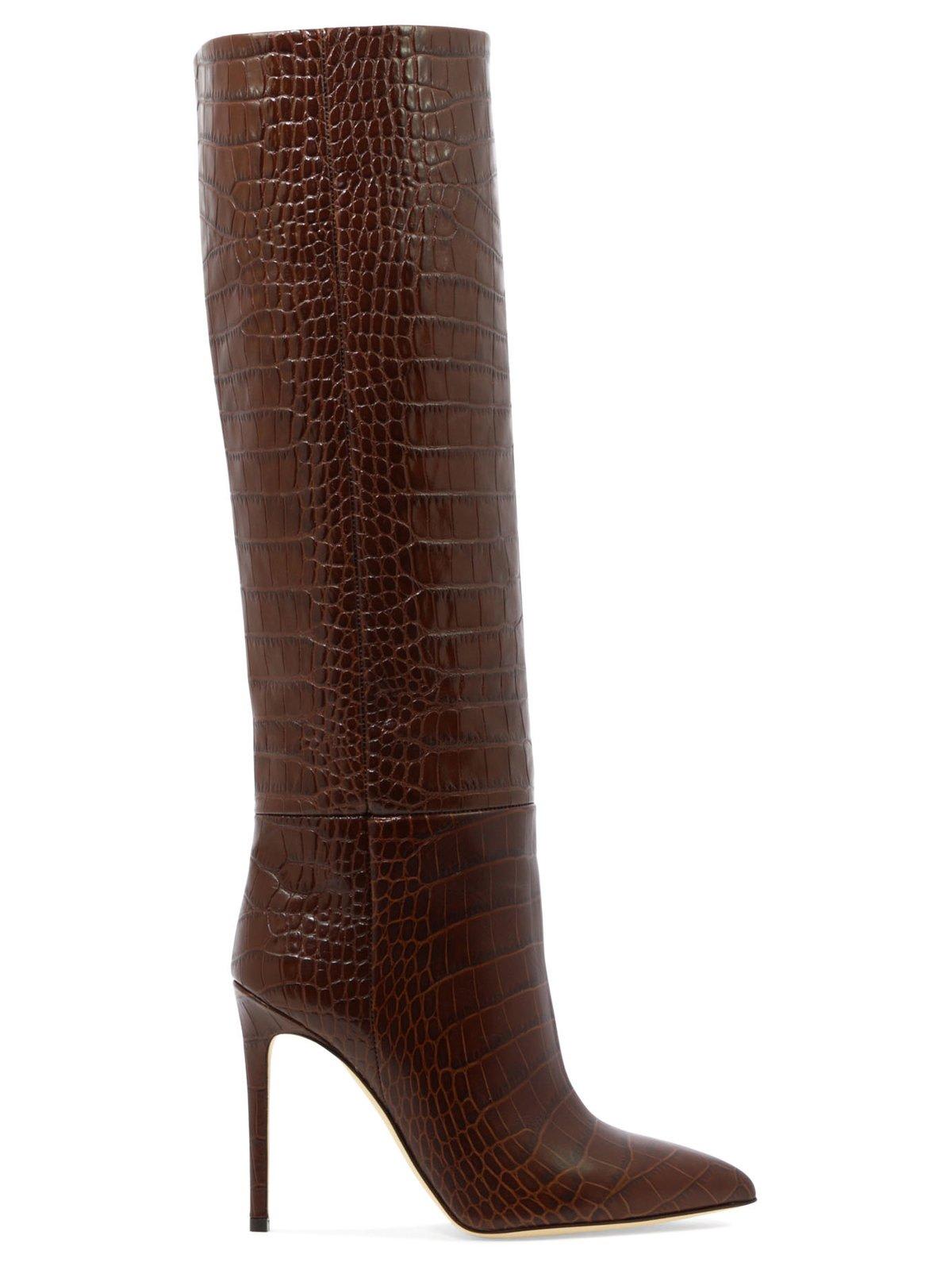 Shop Paris Texas Pointed Toe Knee High Boots In Cioccolato