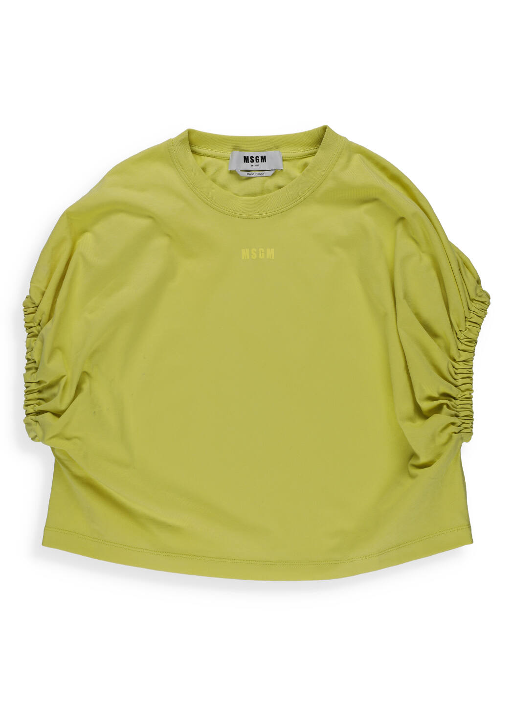 Msgm Cotton Cropeed T-shirt In Lemon Yellow